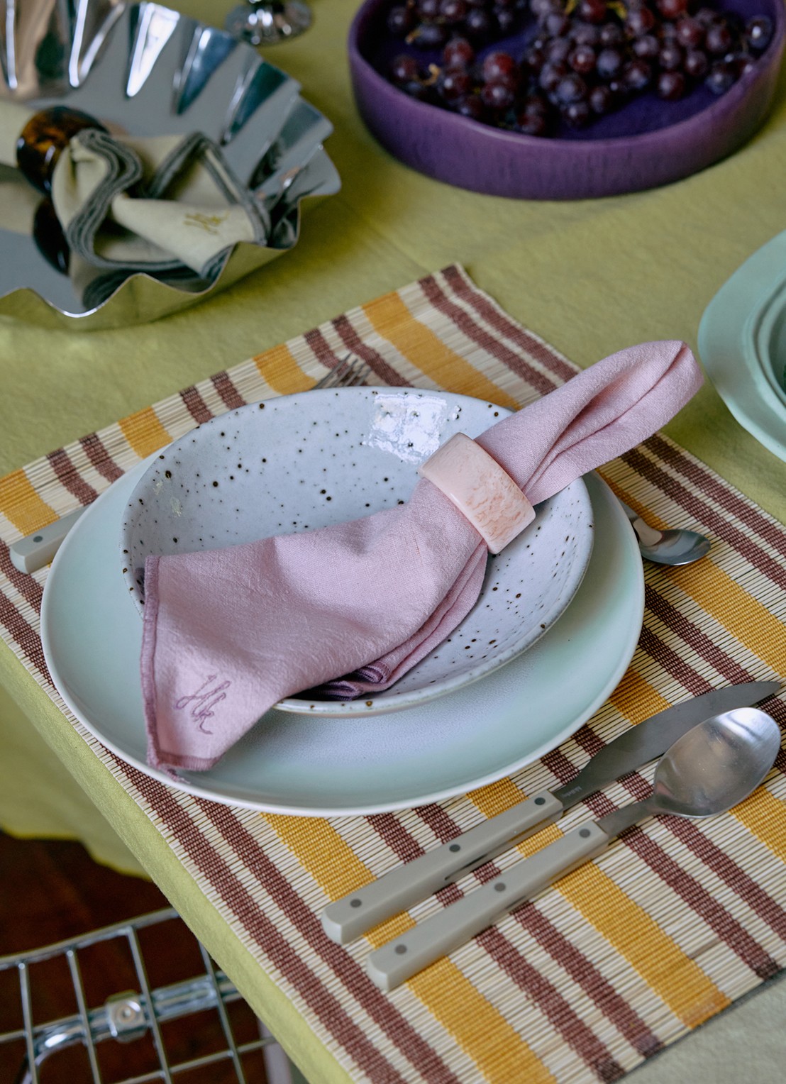 HKliving Ease servetten 50 x 50 cm set van 2 - achterkant 3 roze