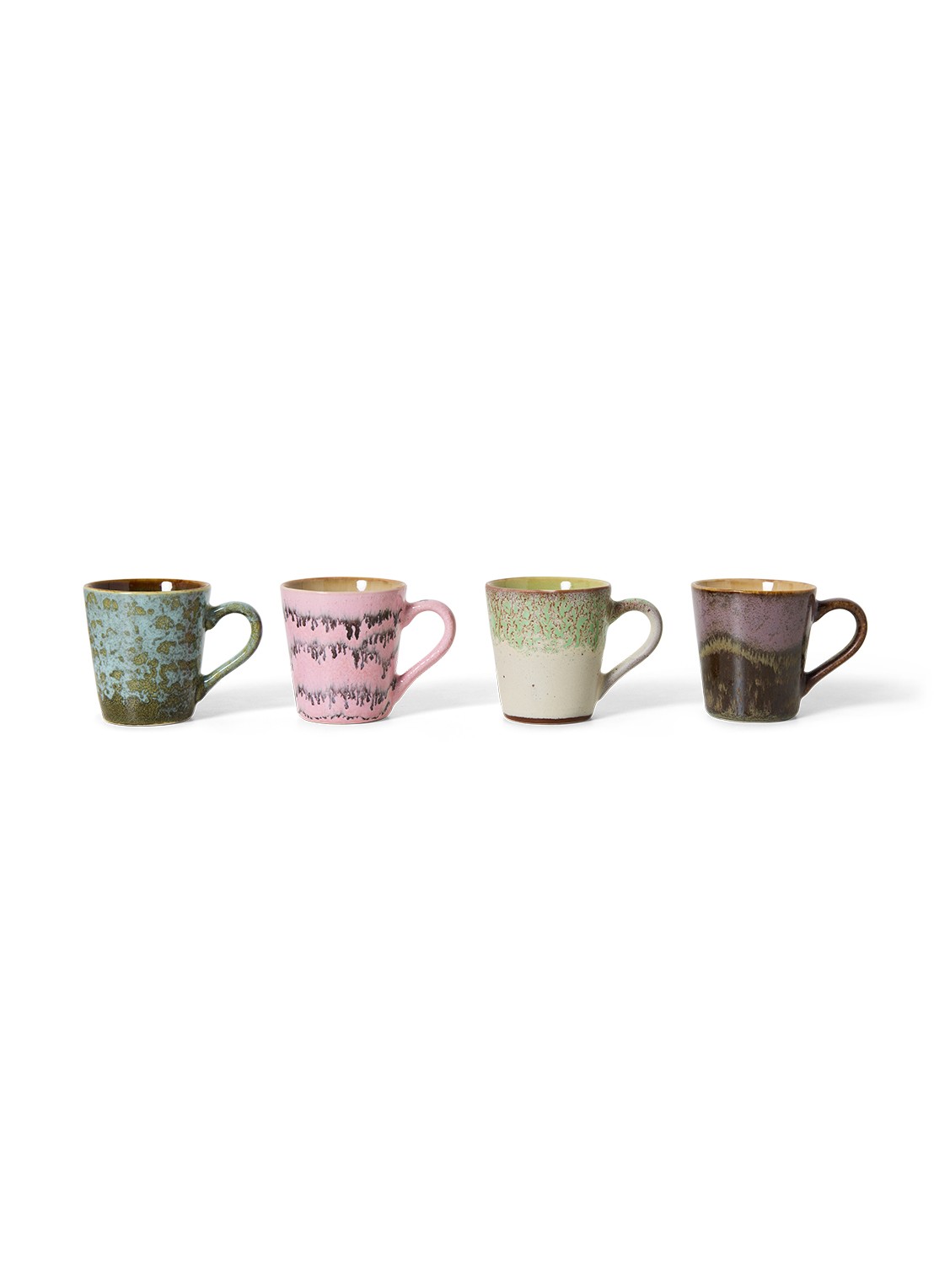 HKliving Espressokopje 10 cl set van 4 - voorkant 2 roze
