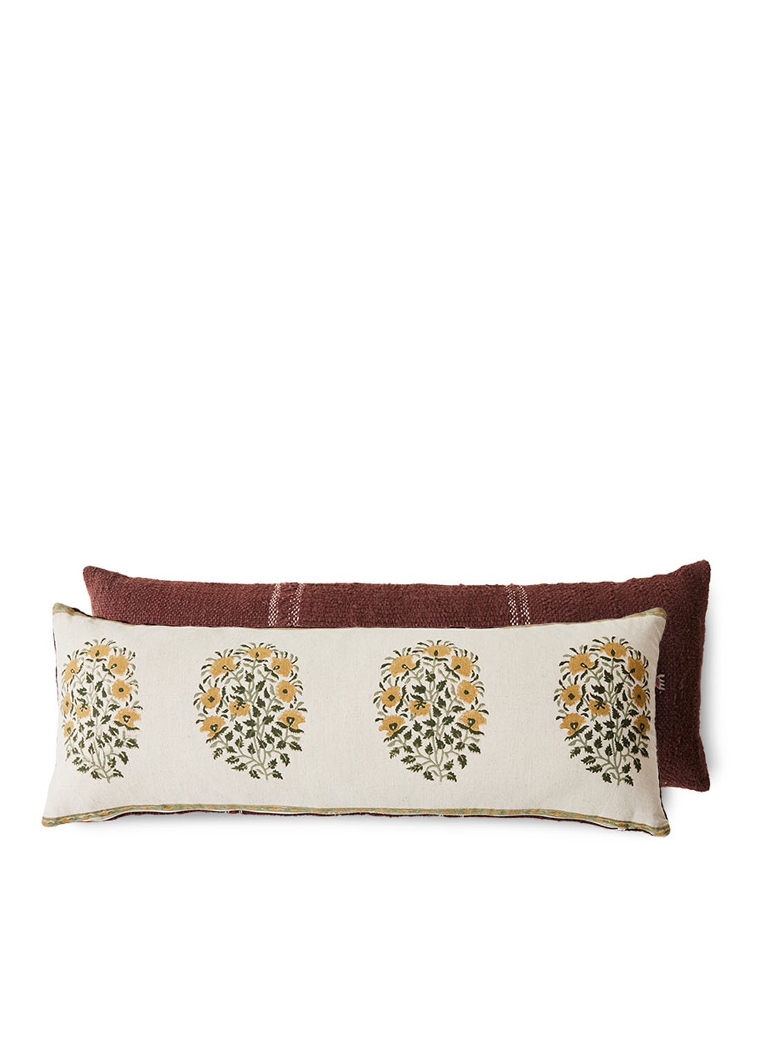 HKliving Farmhouse sierkussen 90 x 30 cm - voorkant 6 roodbruin