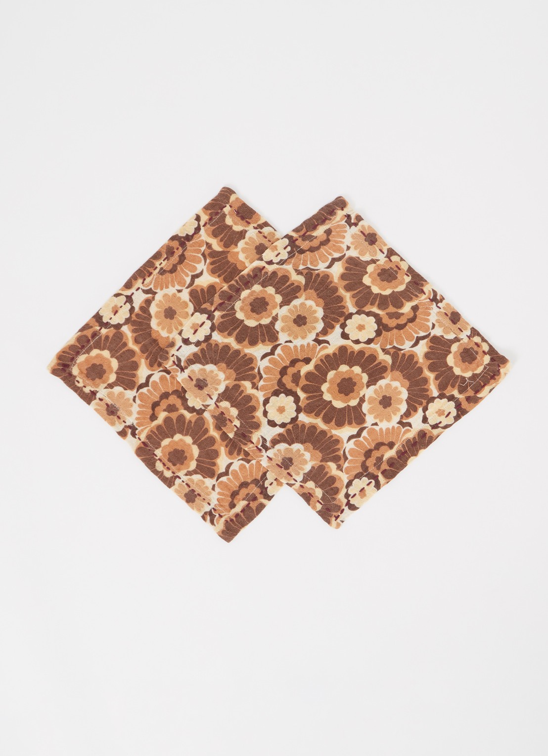 HKliving Floral Vintage servet 30 x 30 cm set van 2 - detail 3 bruin
