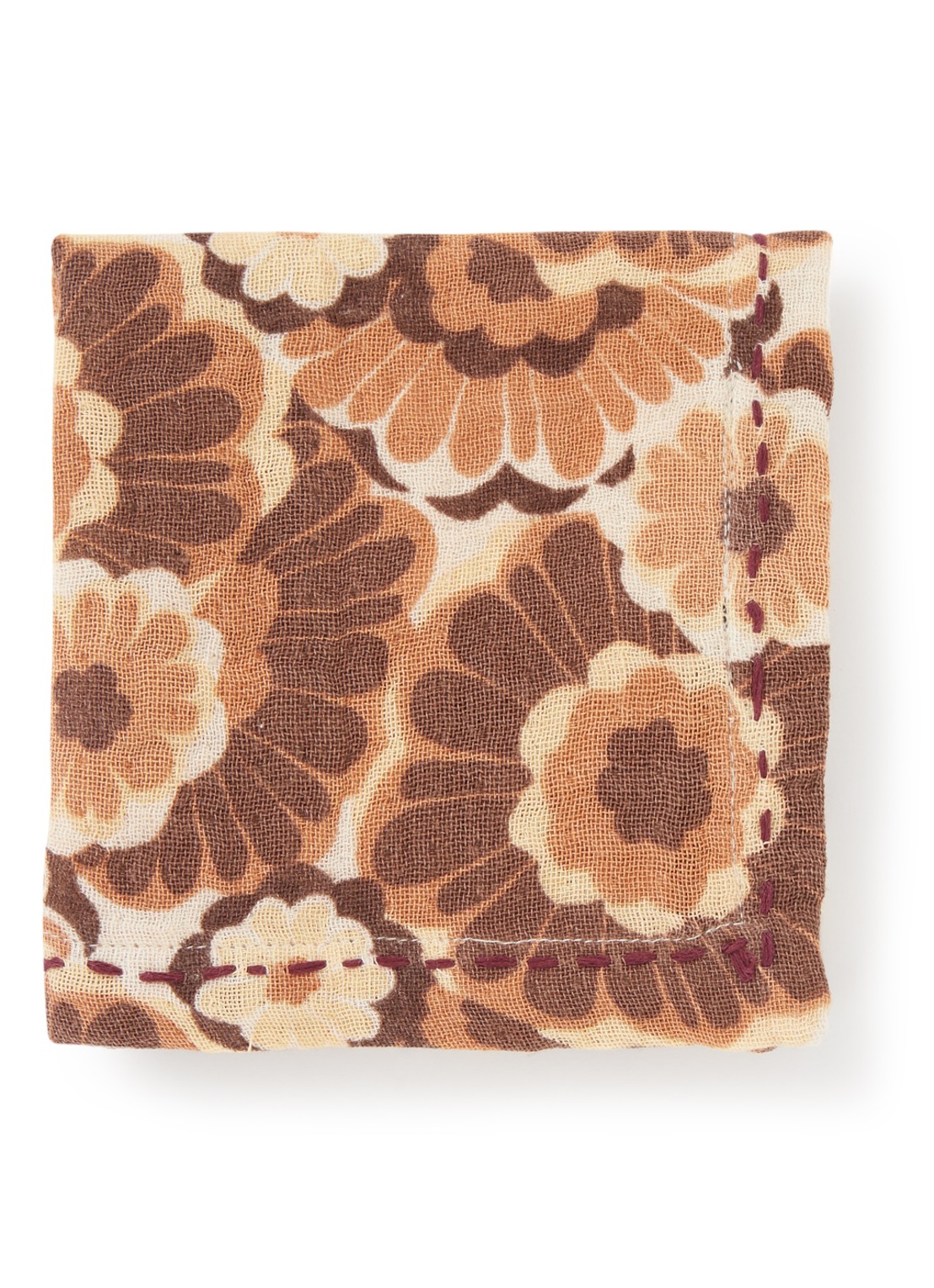 HKliving Floral Vintage servet 30 x 30 cm set van 2 - voorkant bruin
