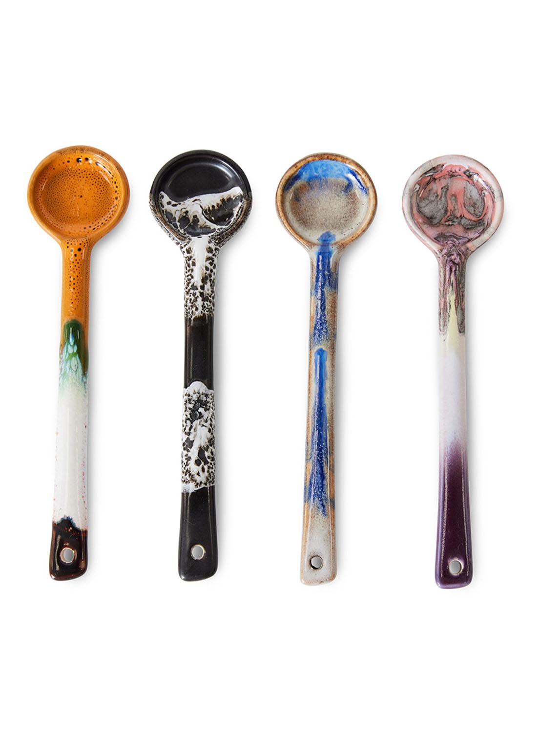HKliving Force koffielepel set van 4 - voorkant multicolor