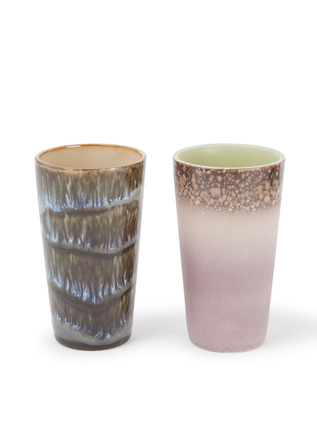 HKliving Forest koffiemacchiato kopje 30 cl set van 2 - voorkant 2 multicolor