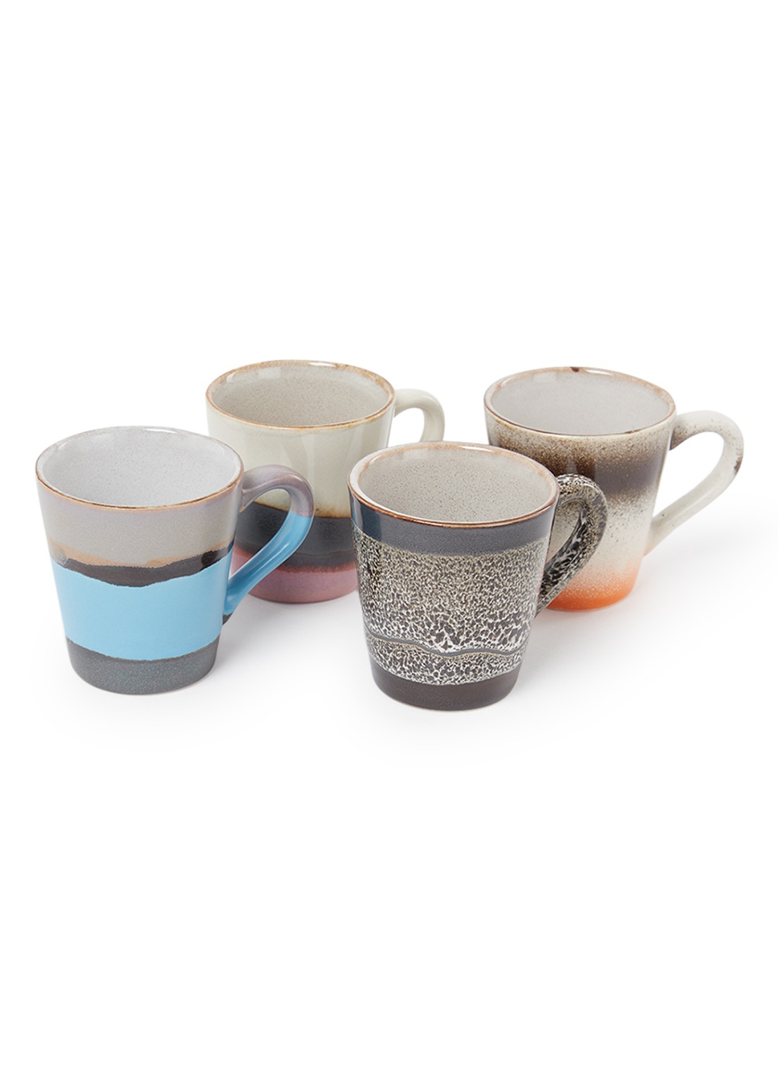 HKliving Funky espressokopje 8 cl set van 4 - voorkant multicolor