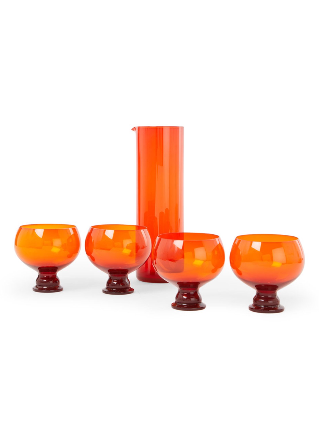 HKliving Funky karaf met glazen set 5-delig - voorkant donkeroranje
