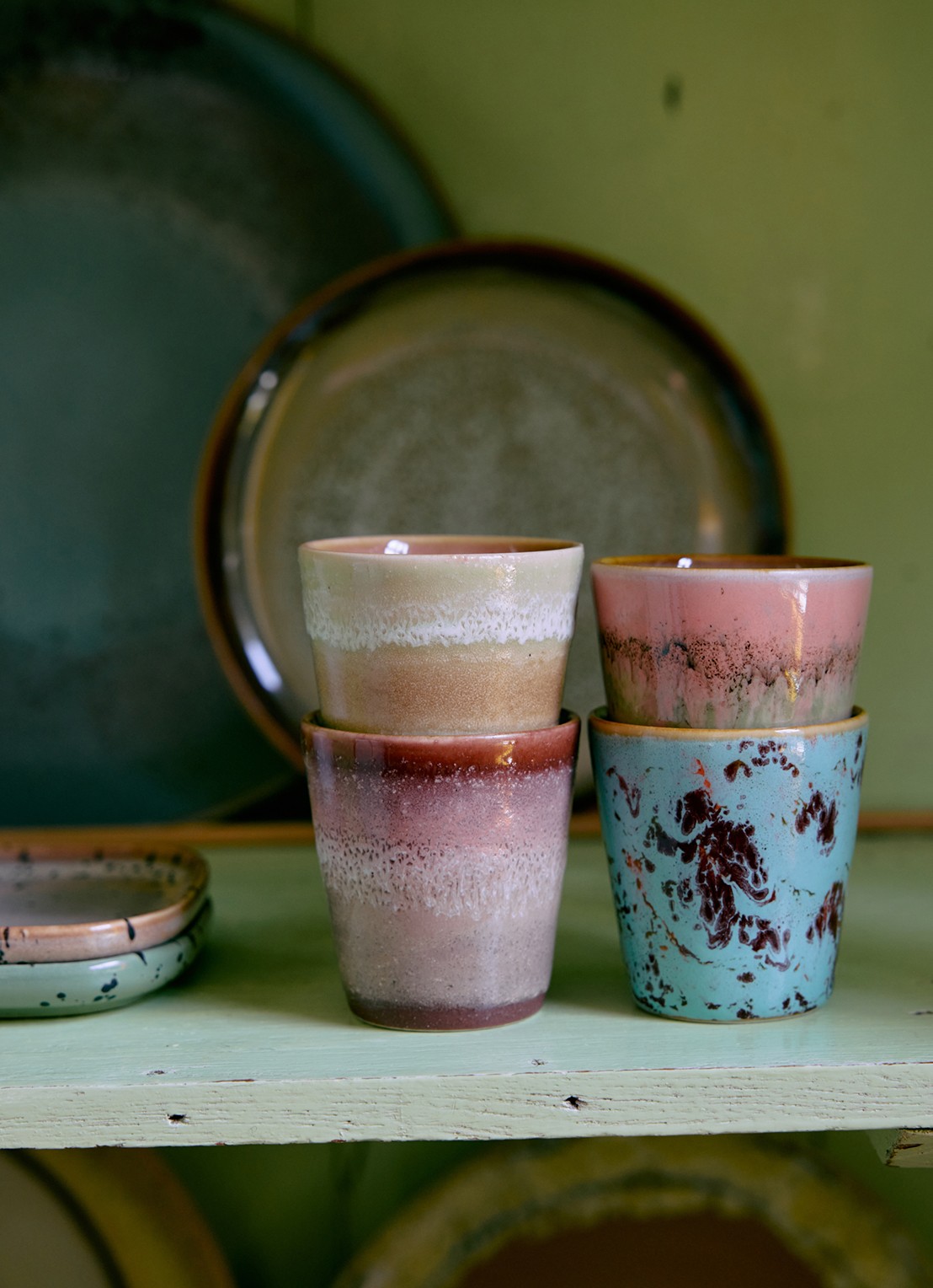HKliving Futurism ristretto mok set van 4 - achterkant 5 roze