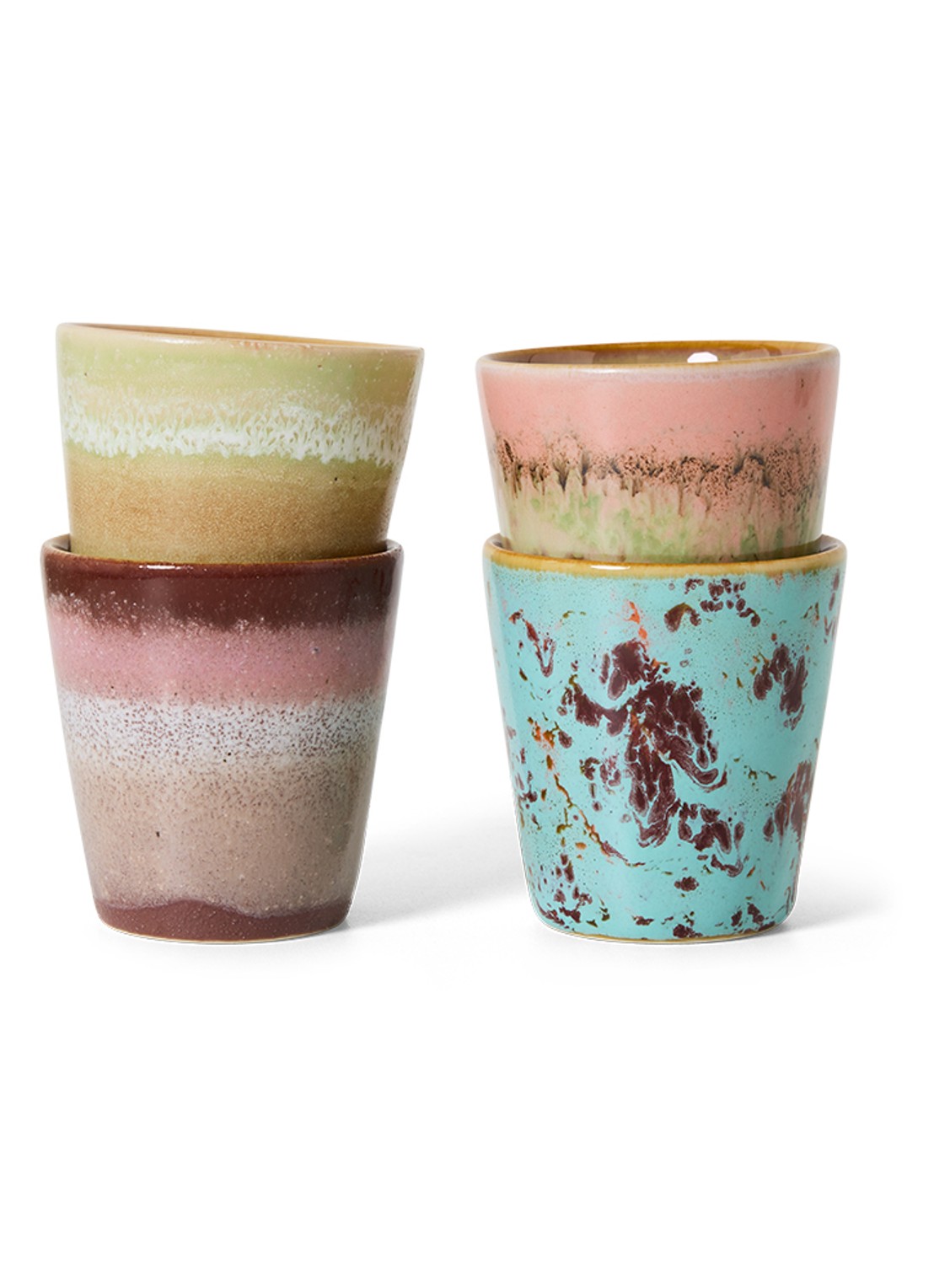 HKliving Futurism ristretto mok set van 4 - voorkant roze