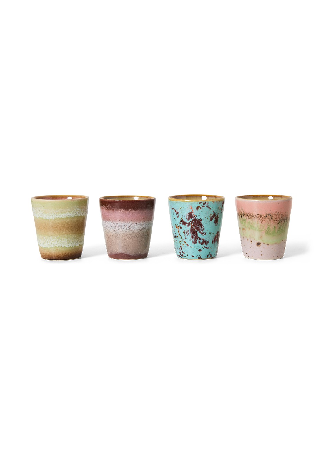 HKliving Futurism ristretto mok set van 4 - voorkant 2 roze