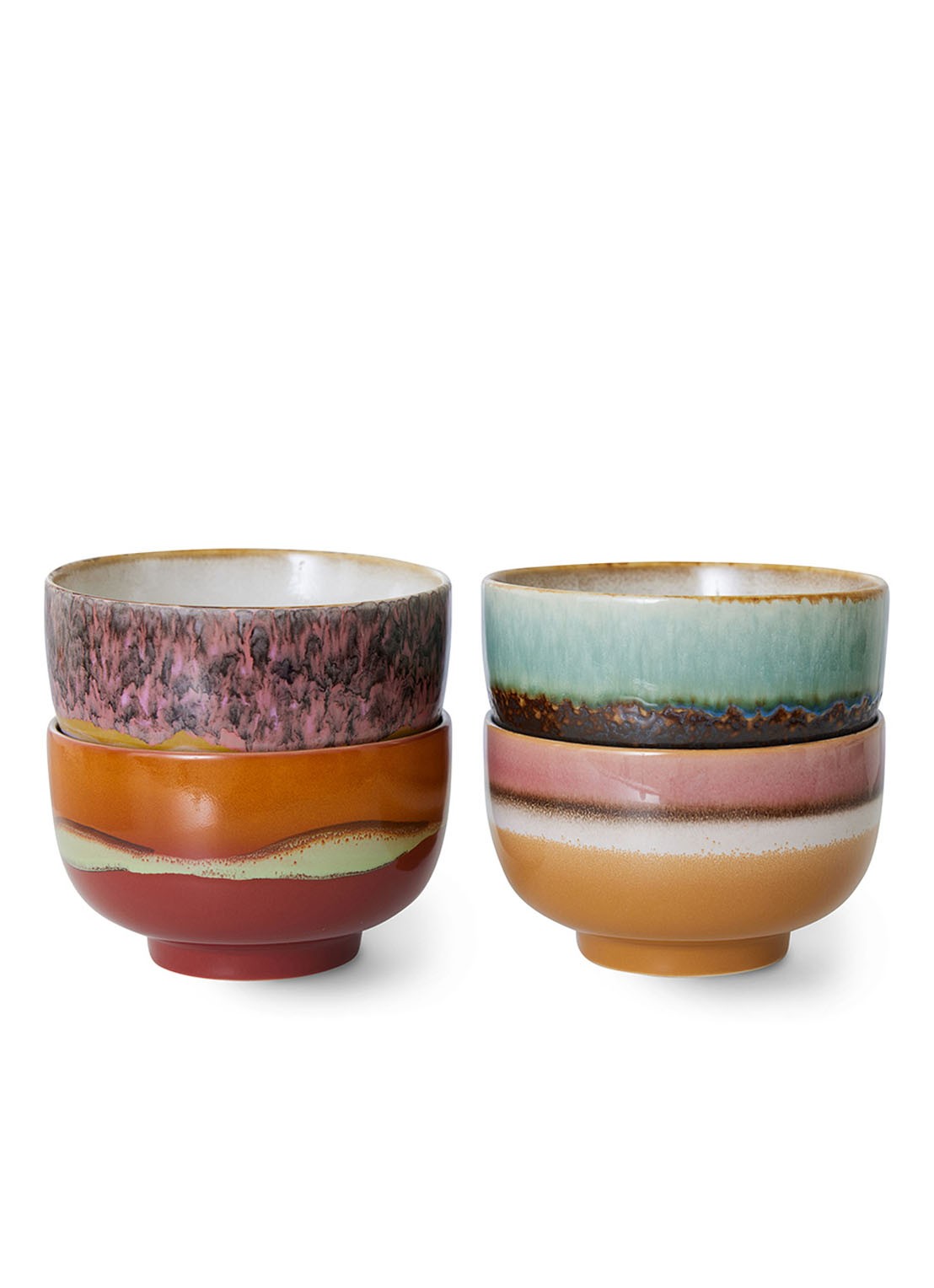 HKliving Geyser kom 13,5 cm set van 4 - voorkant 6 multicolor