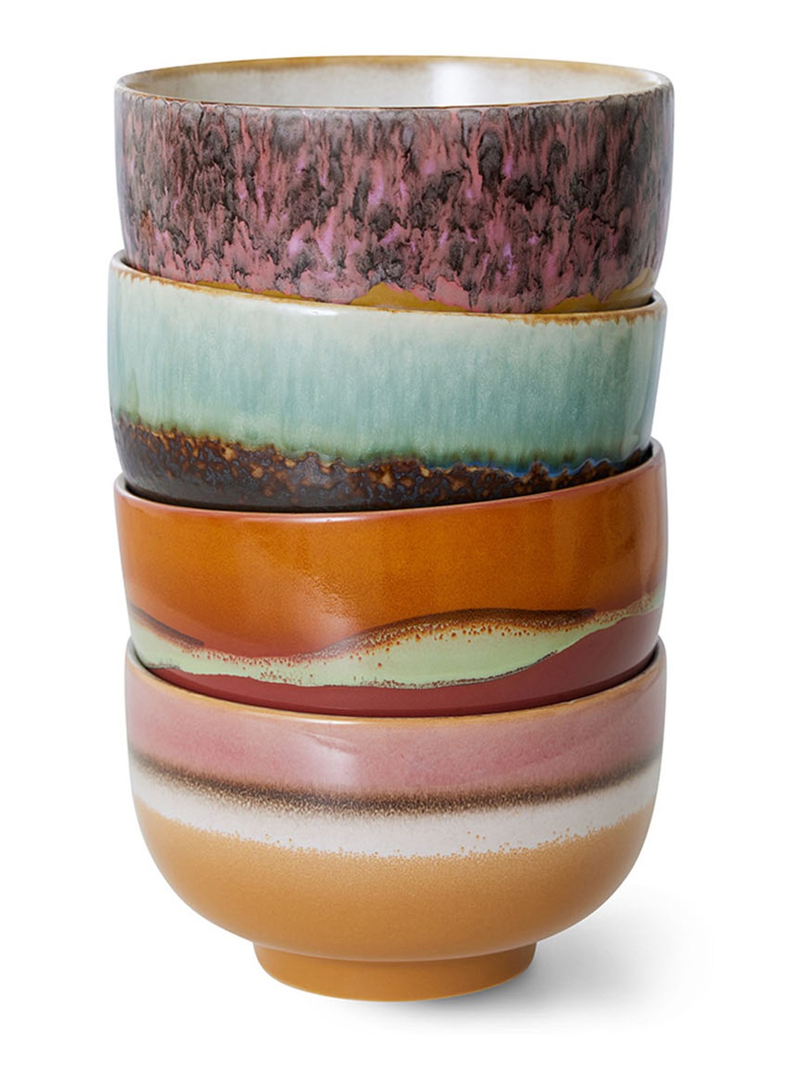 HKliving Geyser kom 13,5 cm set van 4 - voorkant 7 multicolor