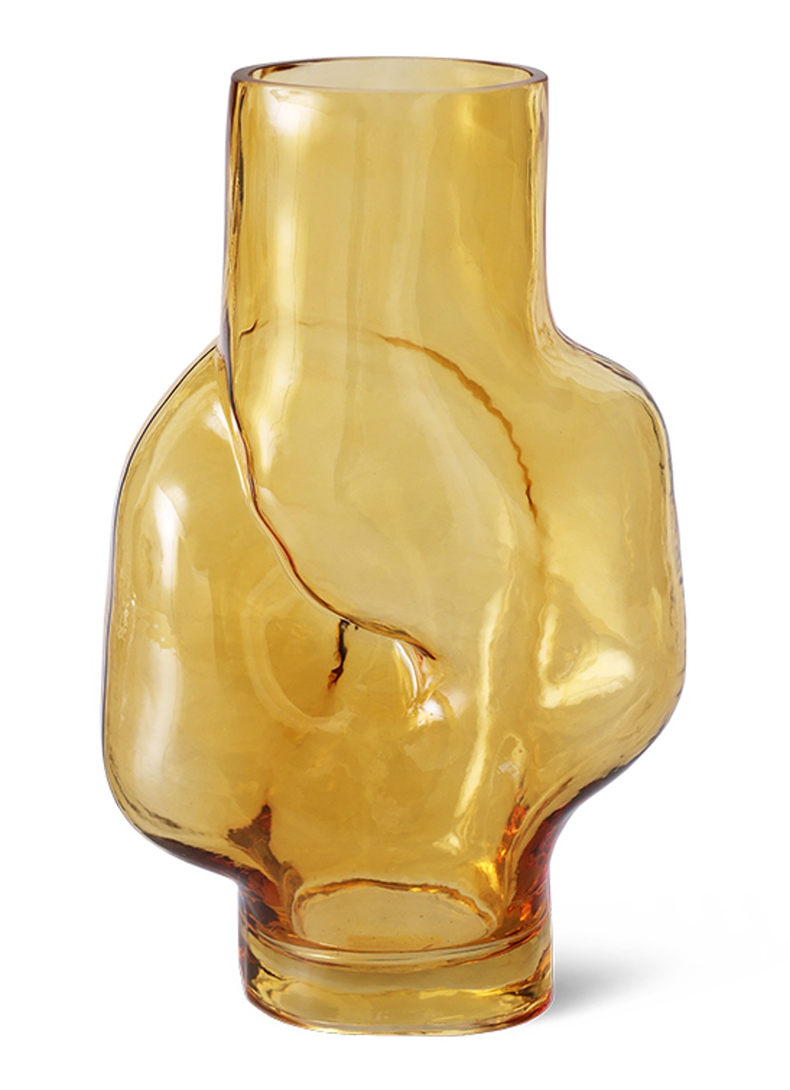 HKliving Gleam High vaas 32 cm - voorkant 3 okergeel