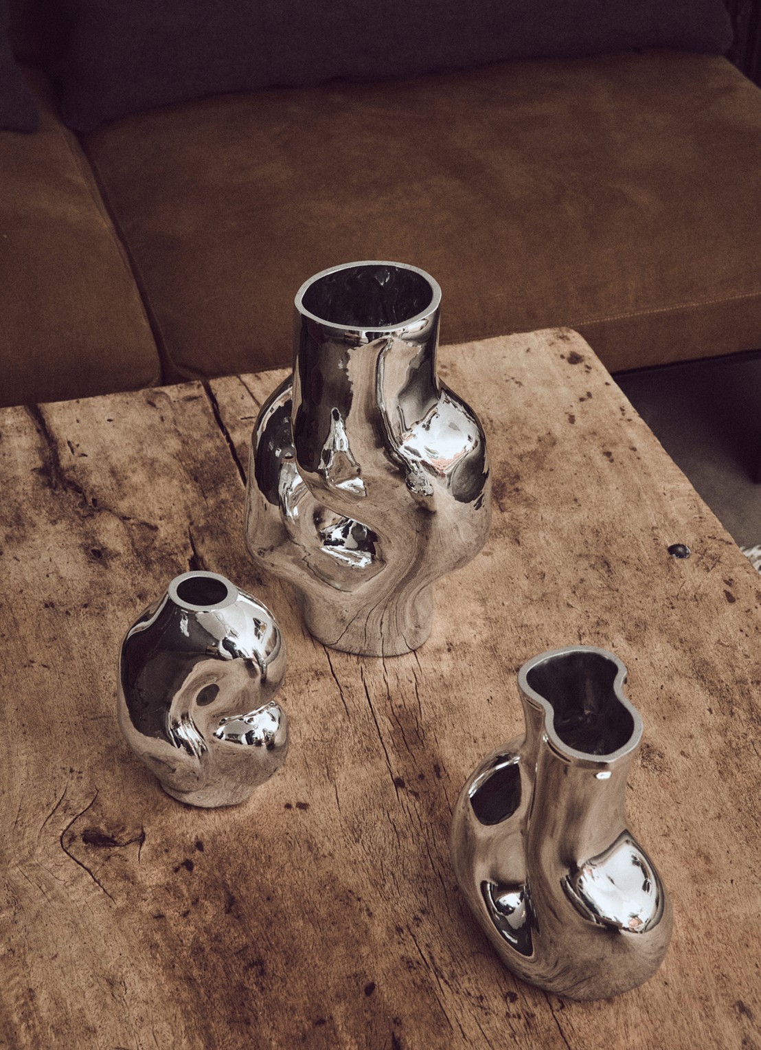 HKliving Gleam High vaas 32 cm - detail 3 metallic
