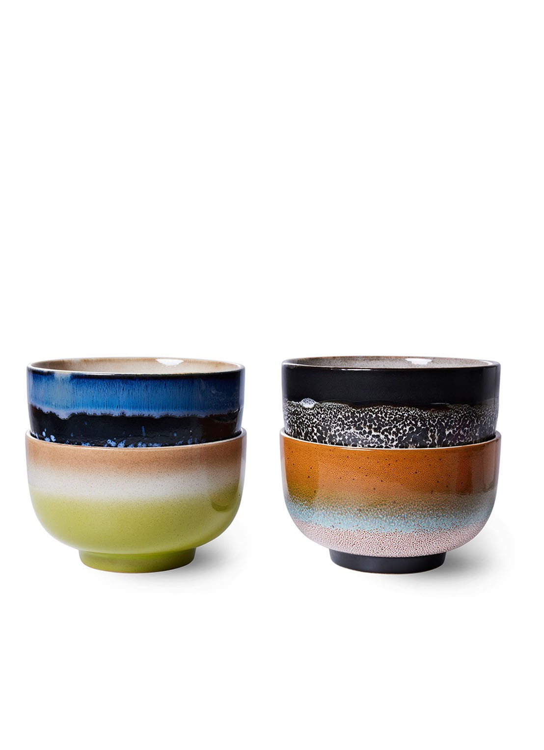 HKliving Groovy kom 13,5 cm set van 4 - voorkant multicolor