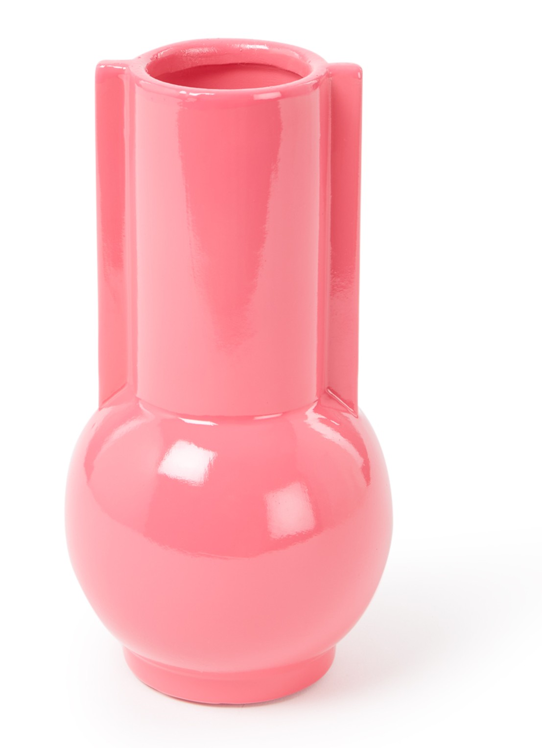 HKliving Hot Pink vaas 20 cm - voorkant neonroze