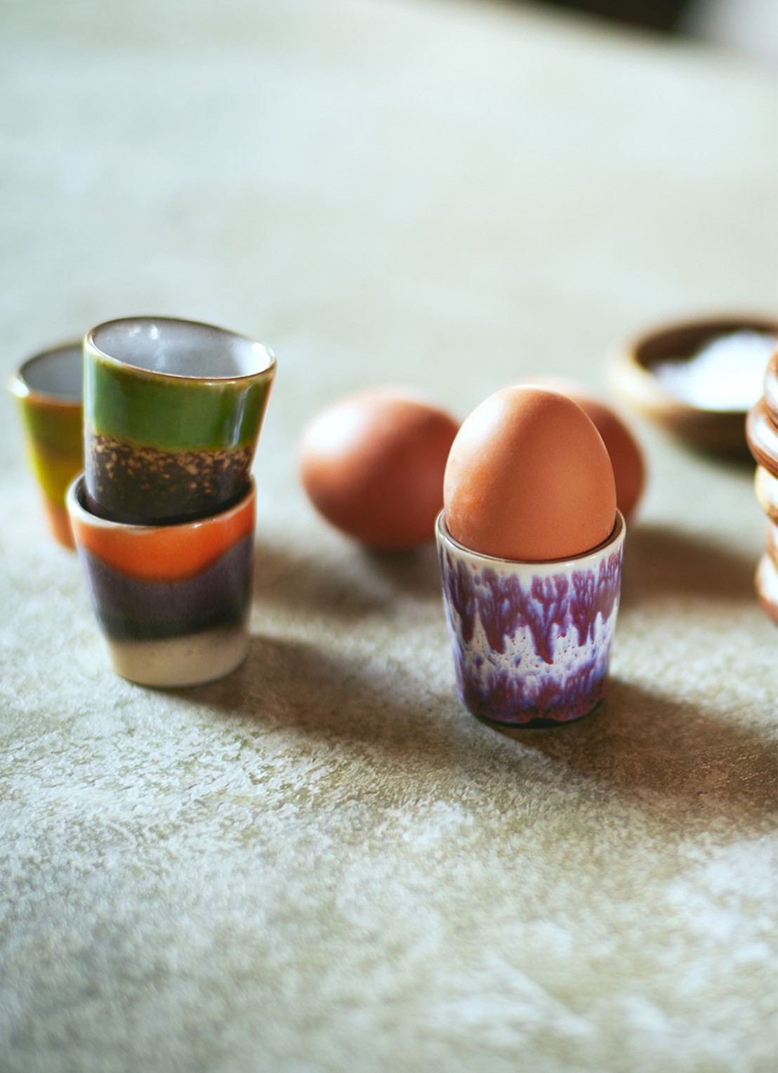 HKliving Island eierdop 5 cm set van 4 - detail multicolor