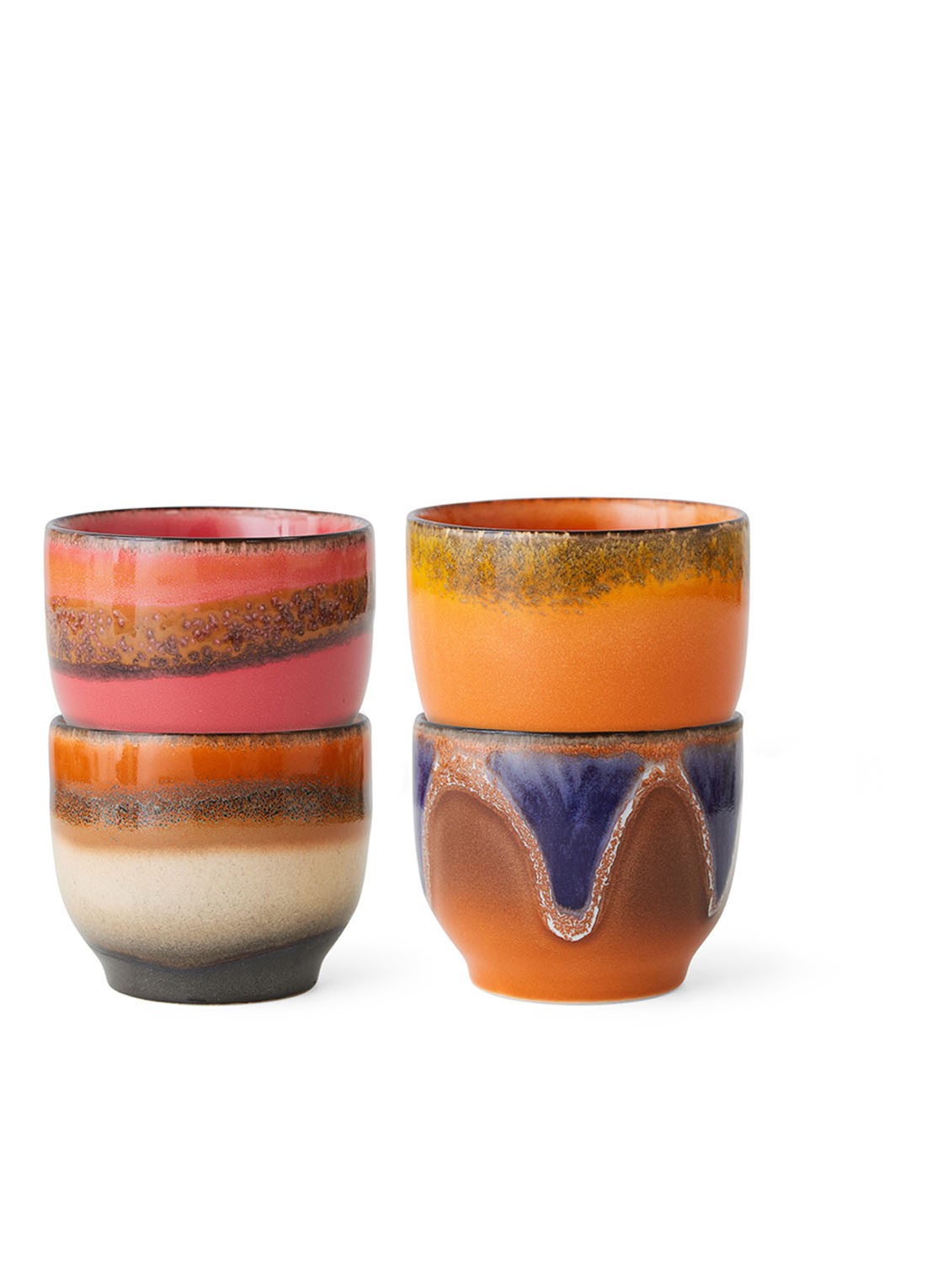 HKliving Java koffiekopje 25 cl set van 4 - voorkant 3 orange