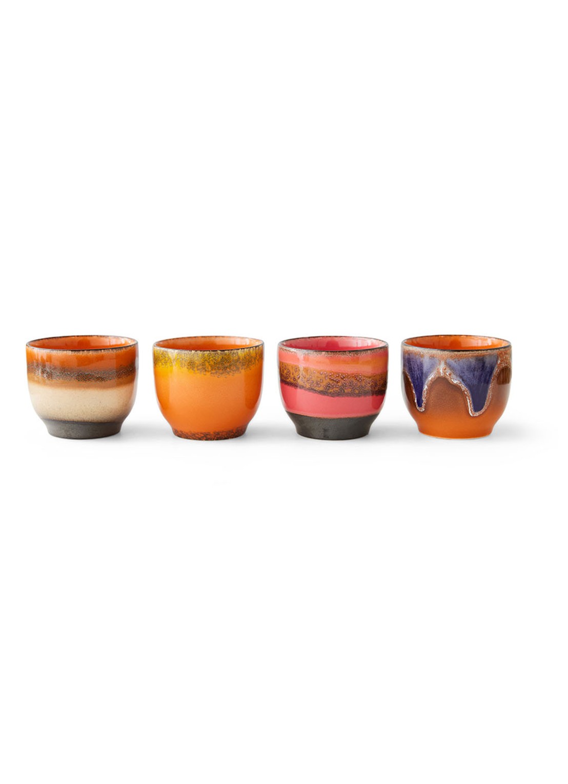 HKliving Java koffiekopje 25 cl set van 4 - voorkant 4 orange
