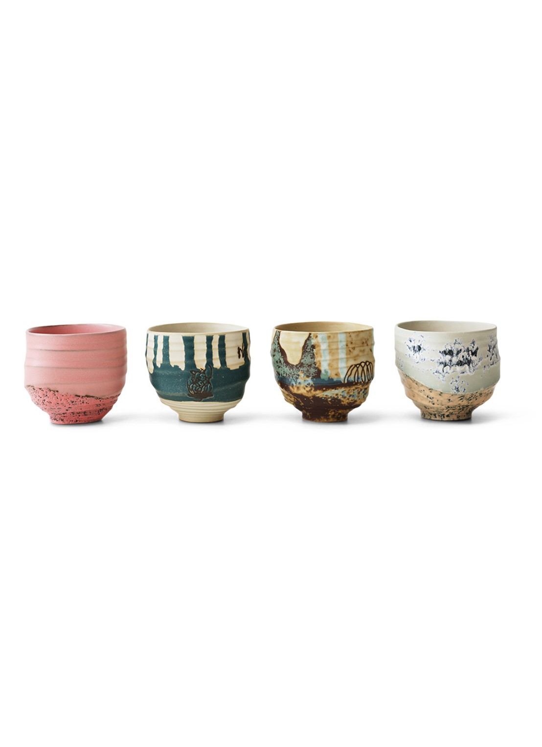 HKliving Koffiekopje 7,5 cm set van 4 - voorkant 3 beige