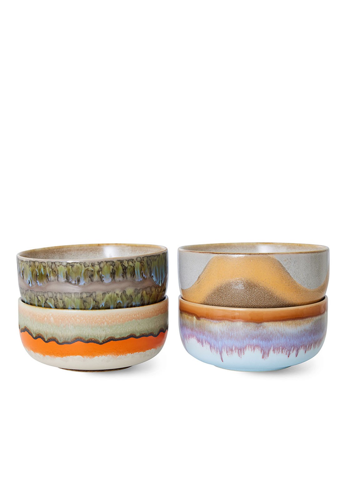 HKliving Kom 12,5 cm set van 4 - voorkant multicolor