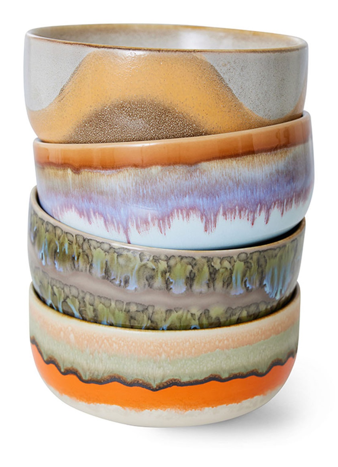 HKliving Kom 12,5 cm set van 4 - voorkant 2 multicolor