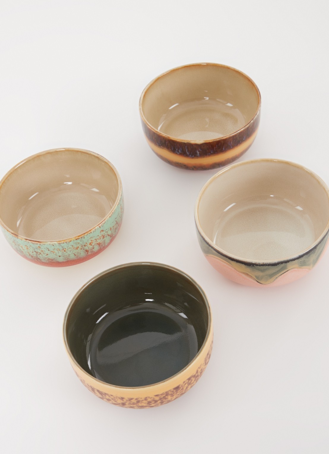 HKliving Kom 12,5 cm set van 4 - detail bruin