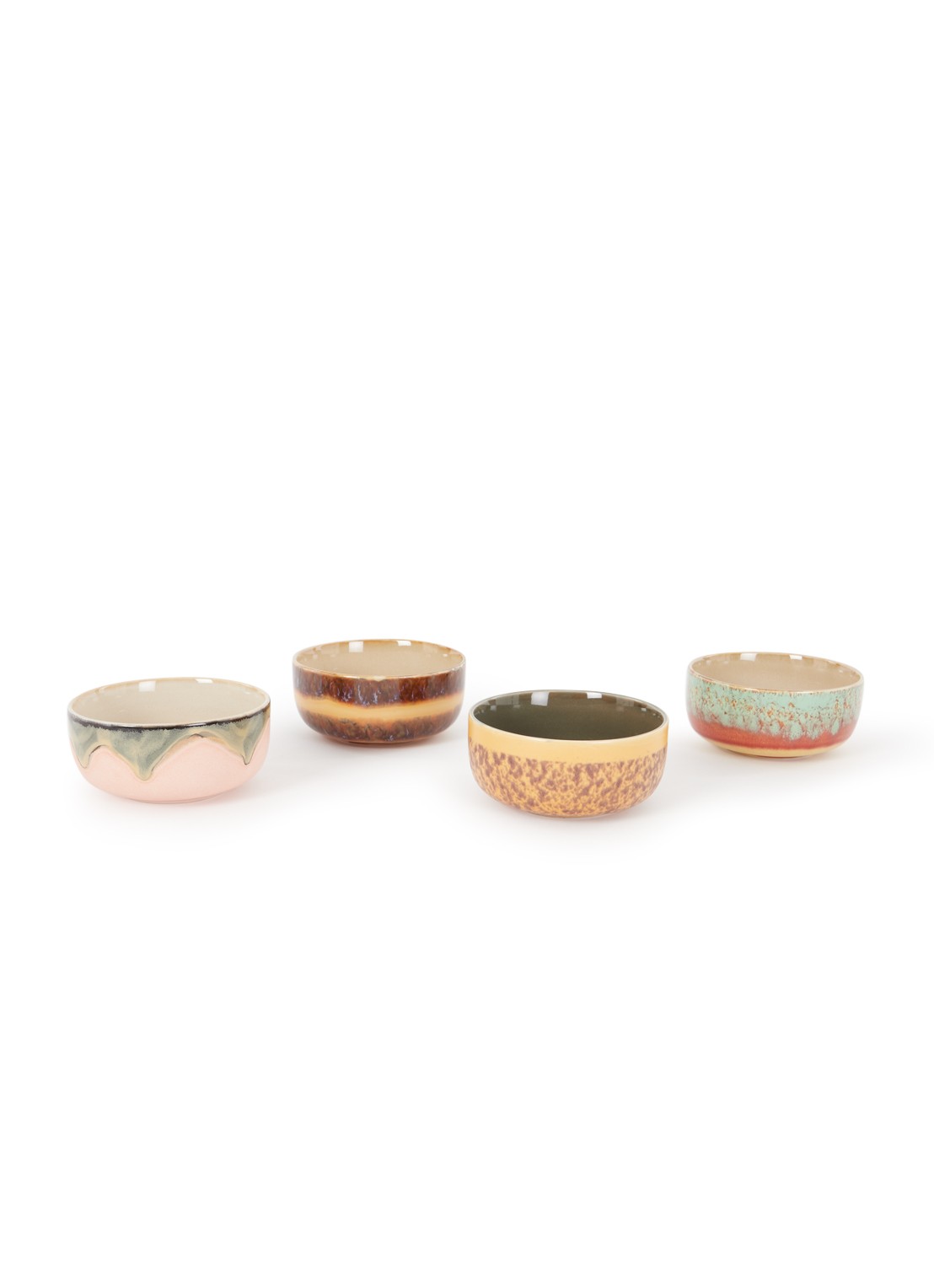 HKliving Kom 12,5 cm set van 4 - voorkant 2 bruin