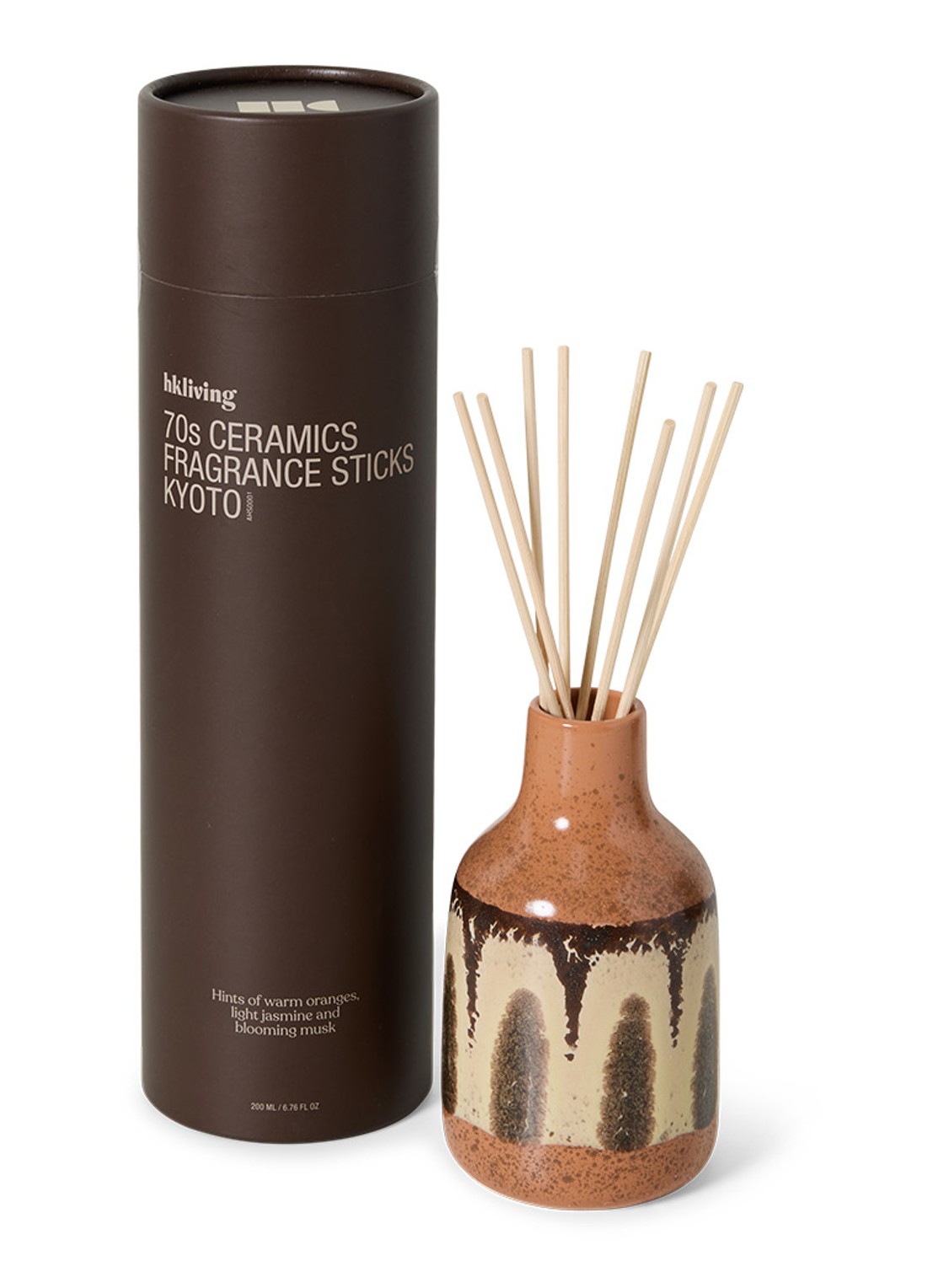 HKliving Kyoto geurstokjes 200 ml - achterkant bruin