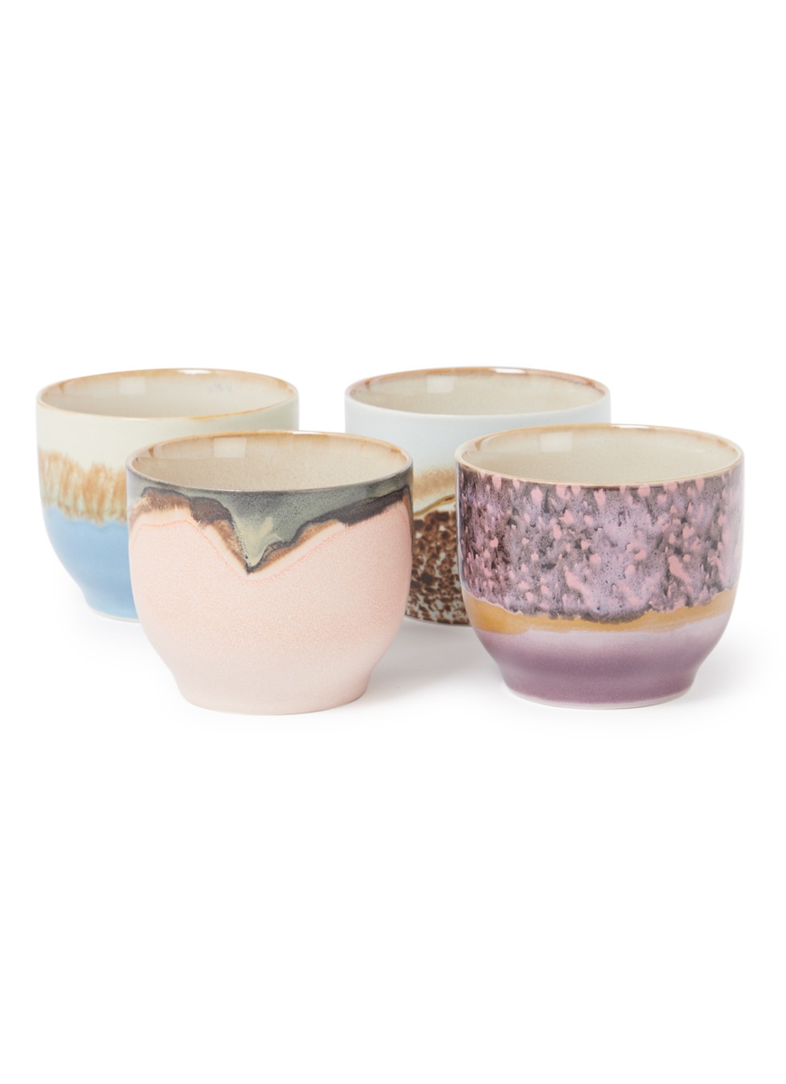 HKliving Lagoon Café kopje 25cl set van 4  - voorkant multicolor