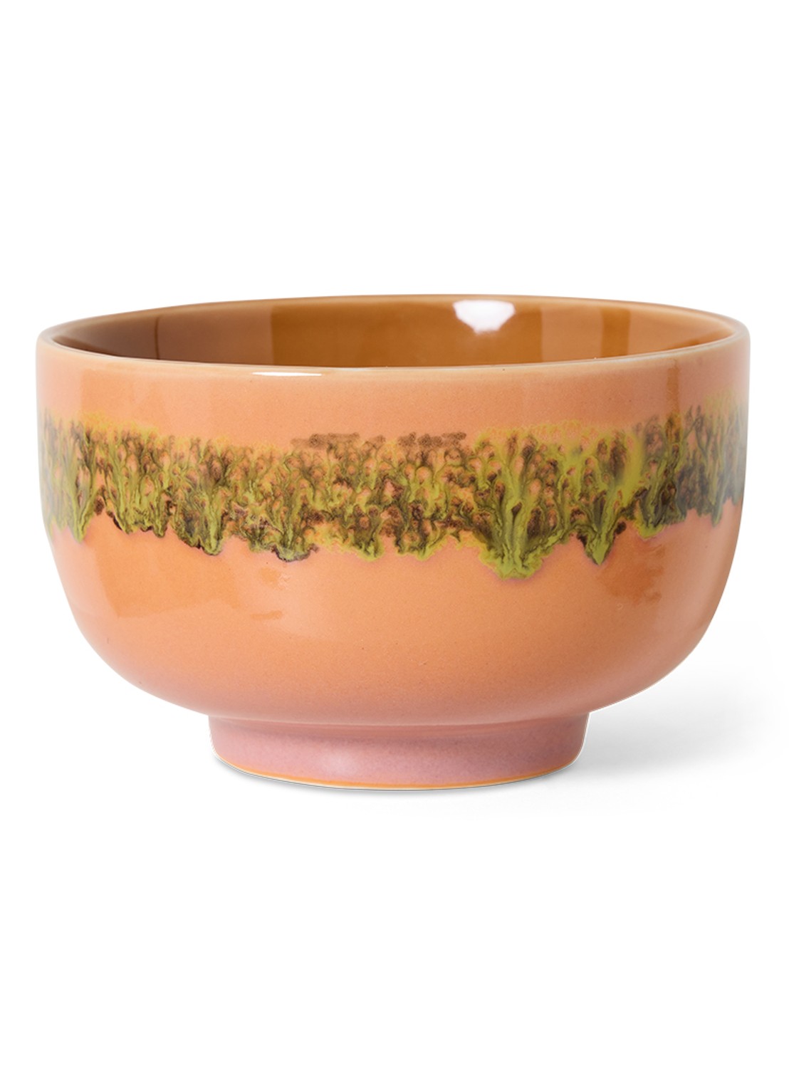 HKliving Lush noodle kom 13,5 cm - voorkant oranjebruin