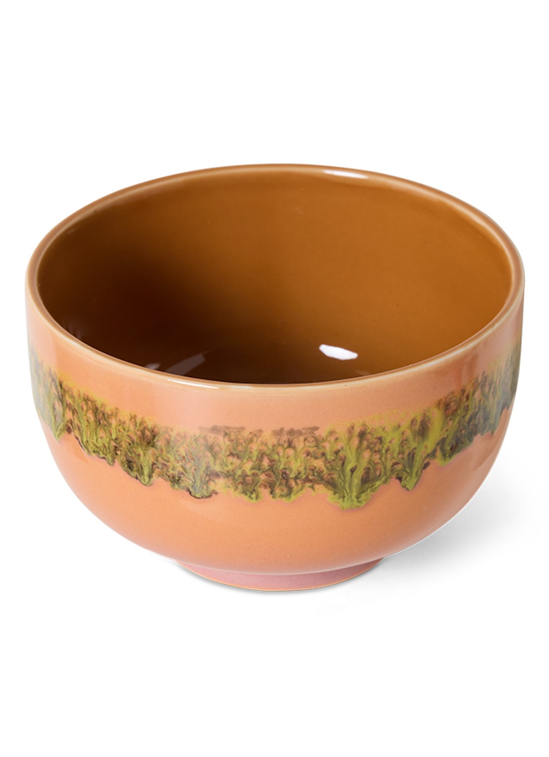 HKliving Lush noodle kom 13,5 cm - voorkant 2 oranjebruin