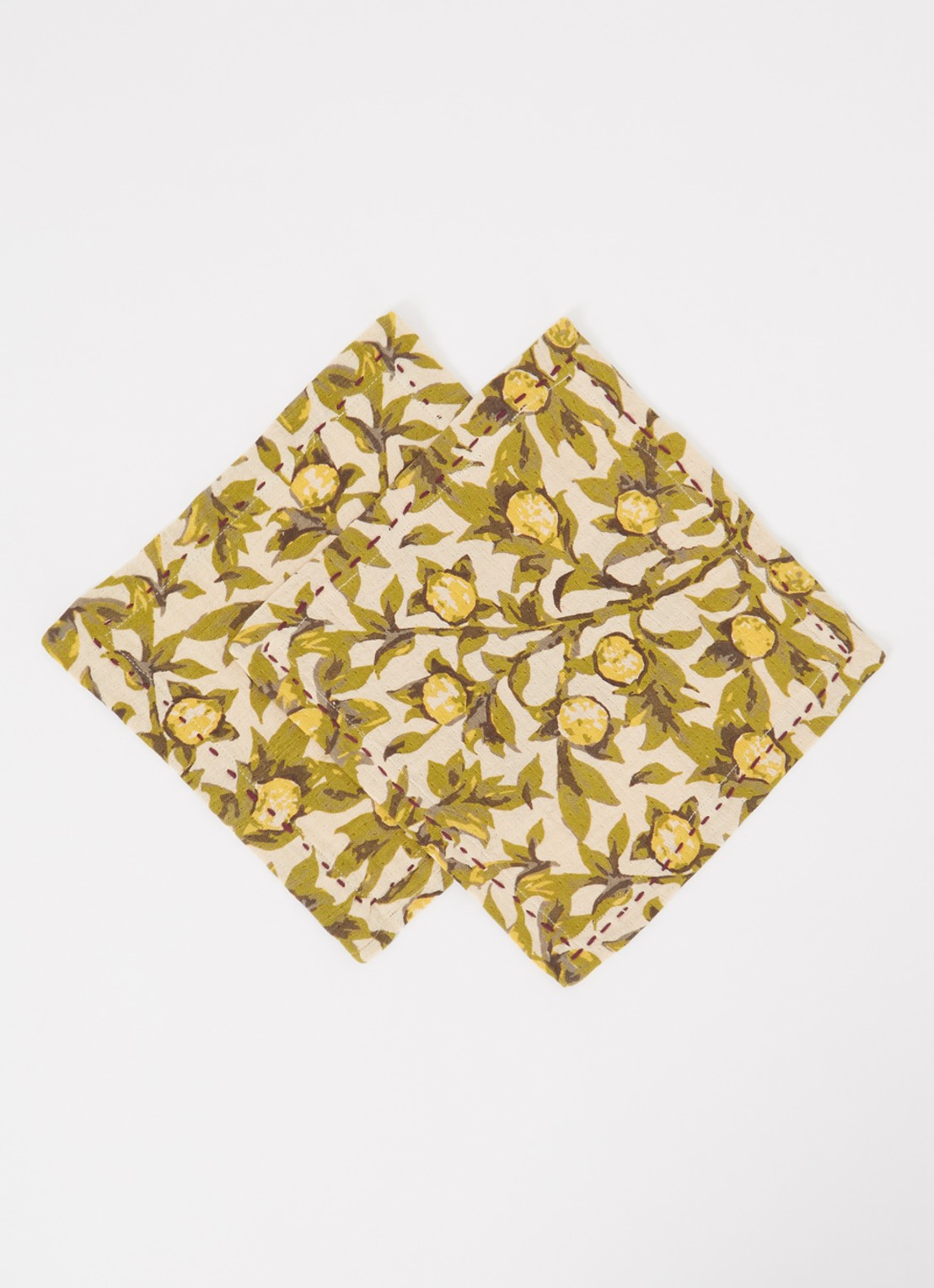 HKliving Mediterranean Olive servet 30 x 30 cm set van 2 - detail groen