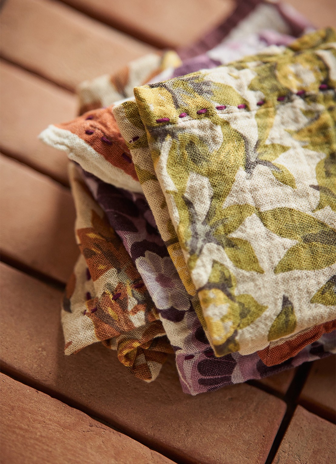 HKliving Mediterranean Olive servet 30 x 30 cm set van 2 - detail 2 groen