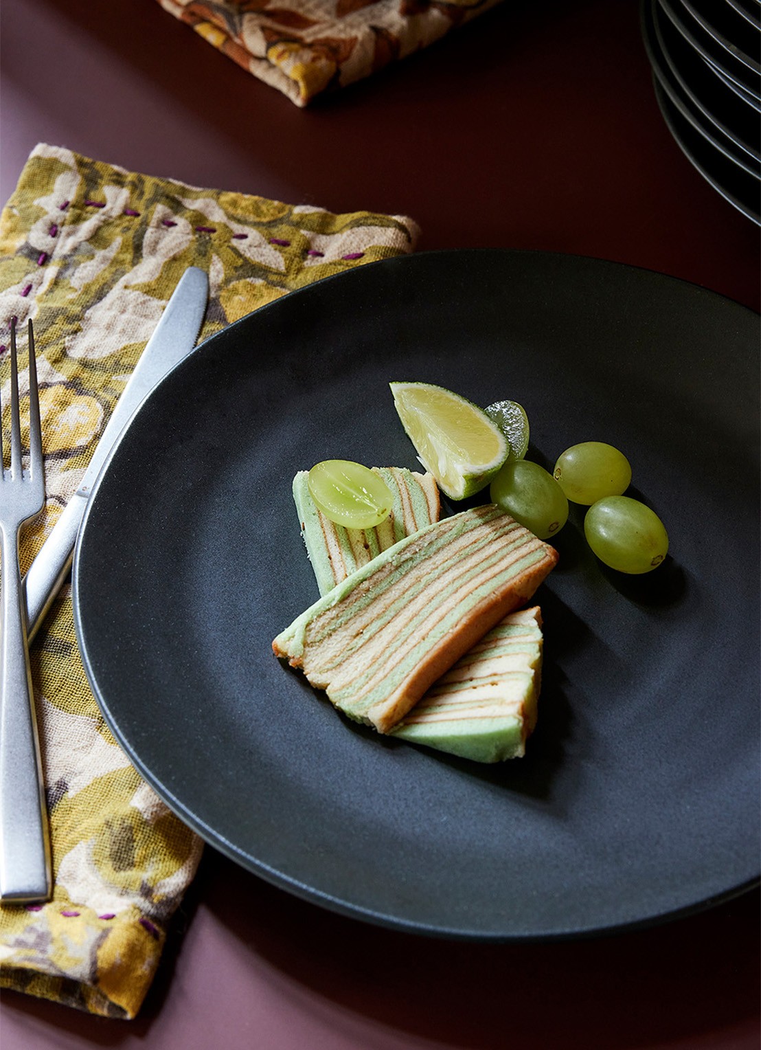 HKliving Mediterranean Olive servet 30 x 30 cm set van 2 - voorkant 4 groen