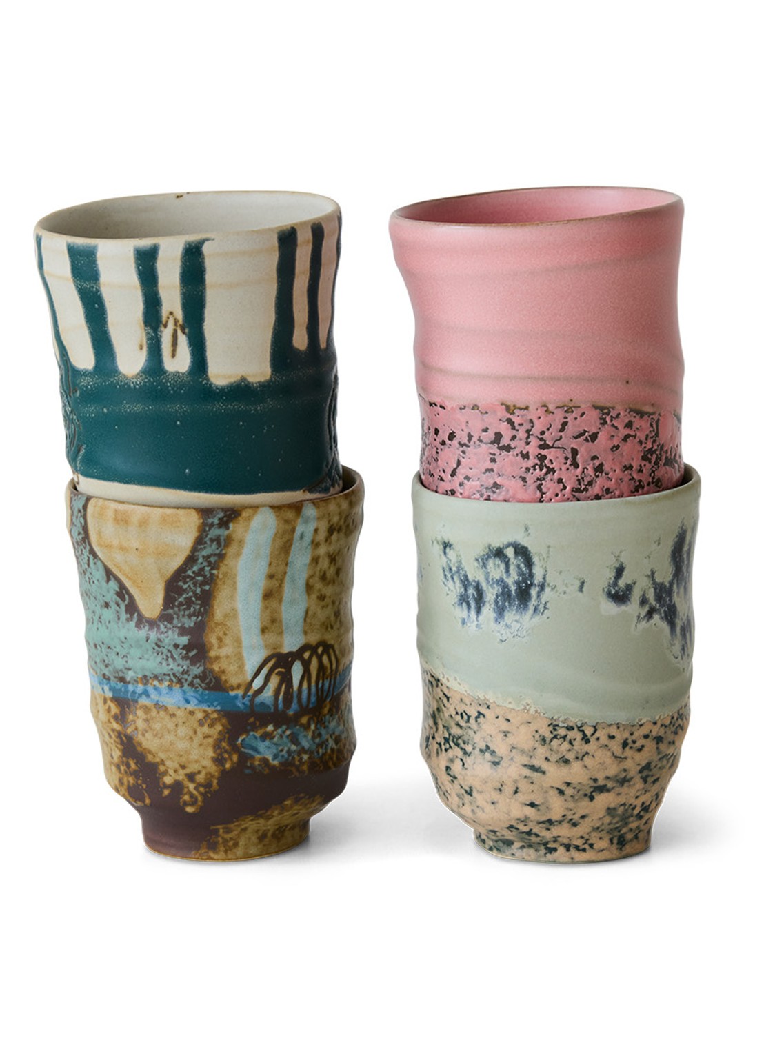 HKliving Mok 9,2 cm set van 4 - voorkant 2 donkerblauw