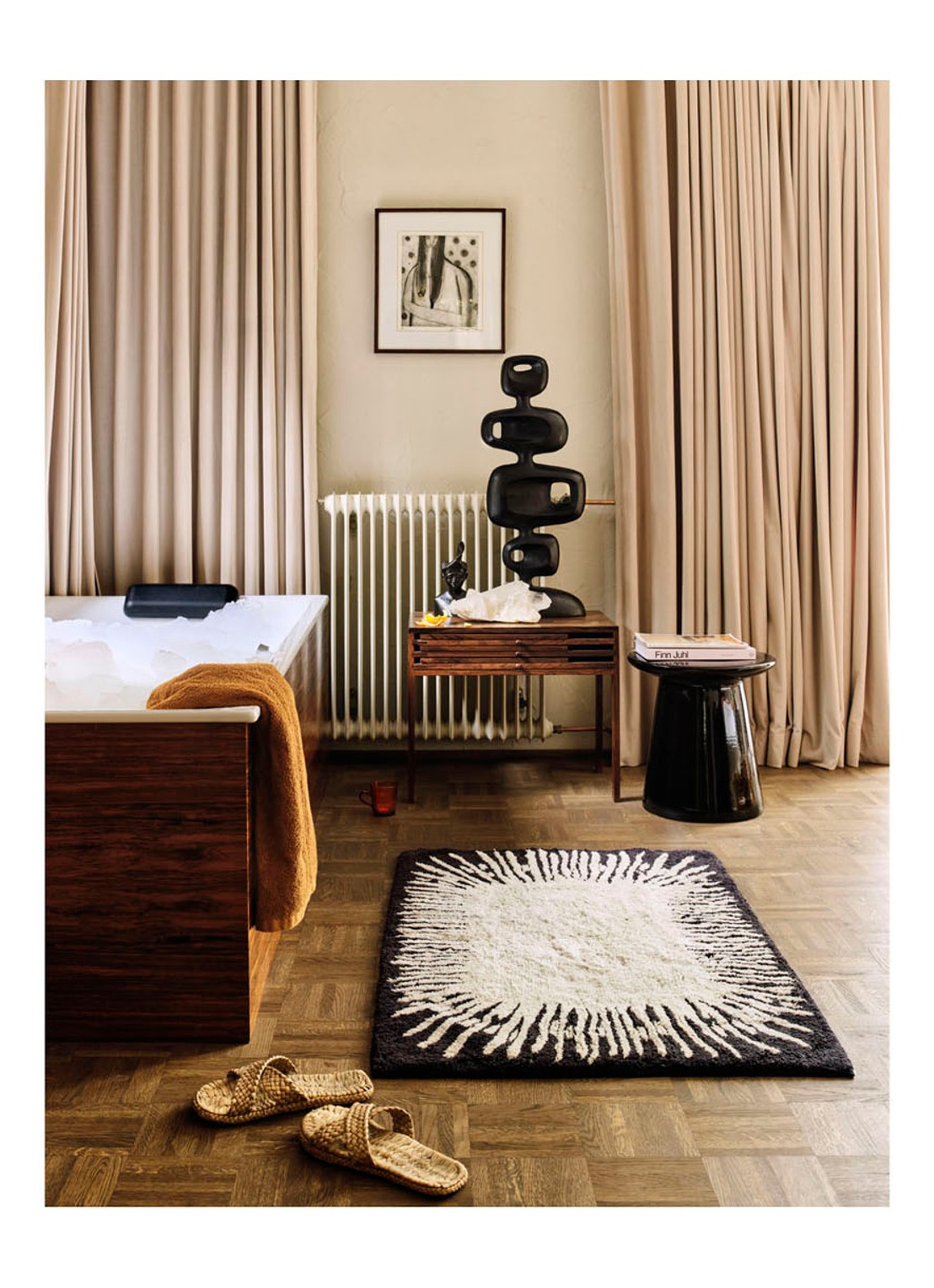 HKliving Monochrome badmat 75 x 120 cm  - voorkant 2 zwart