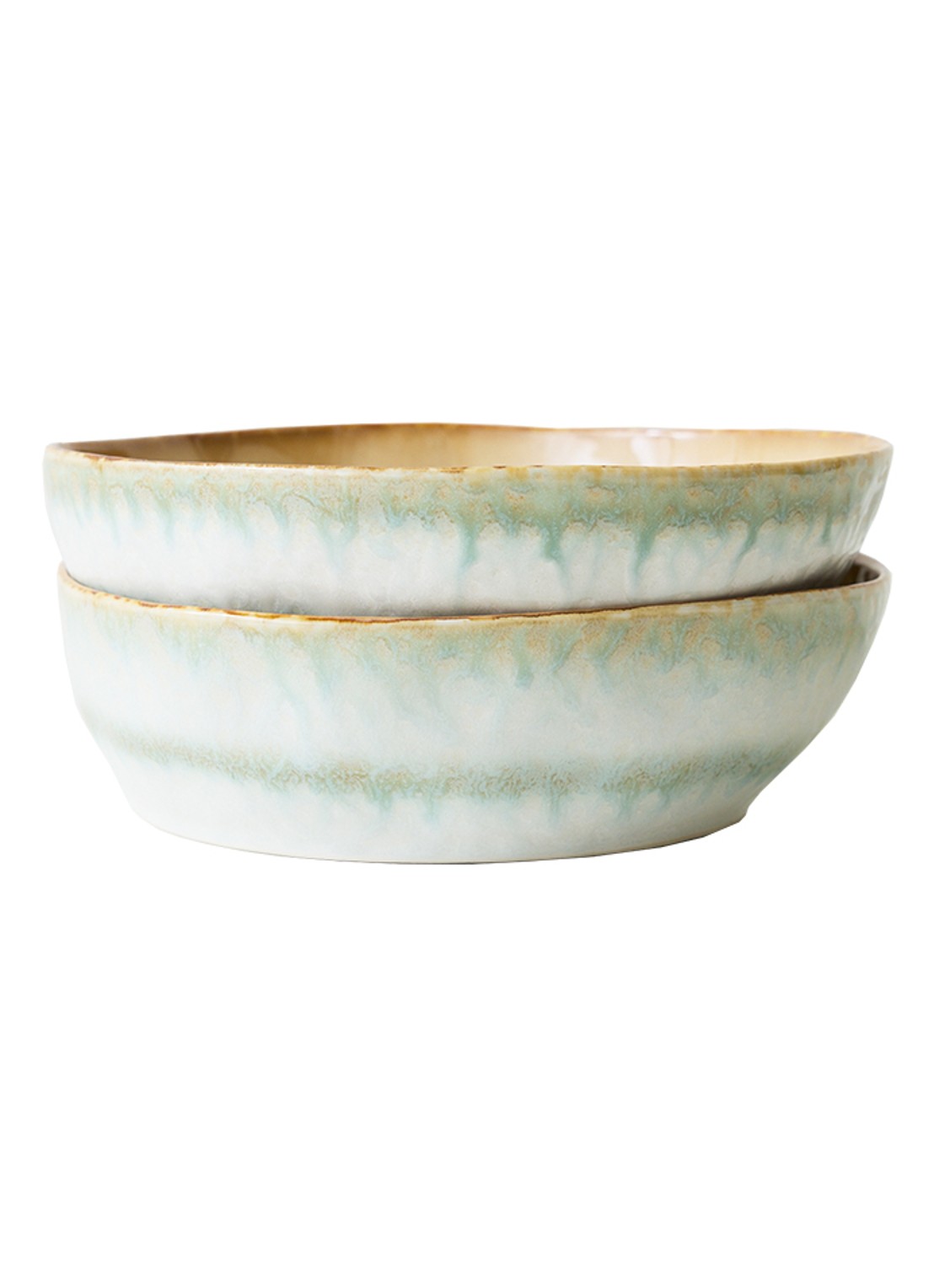 HKliving Pasta kom 19,5 cm set van 2 - voorkant lichtblauw