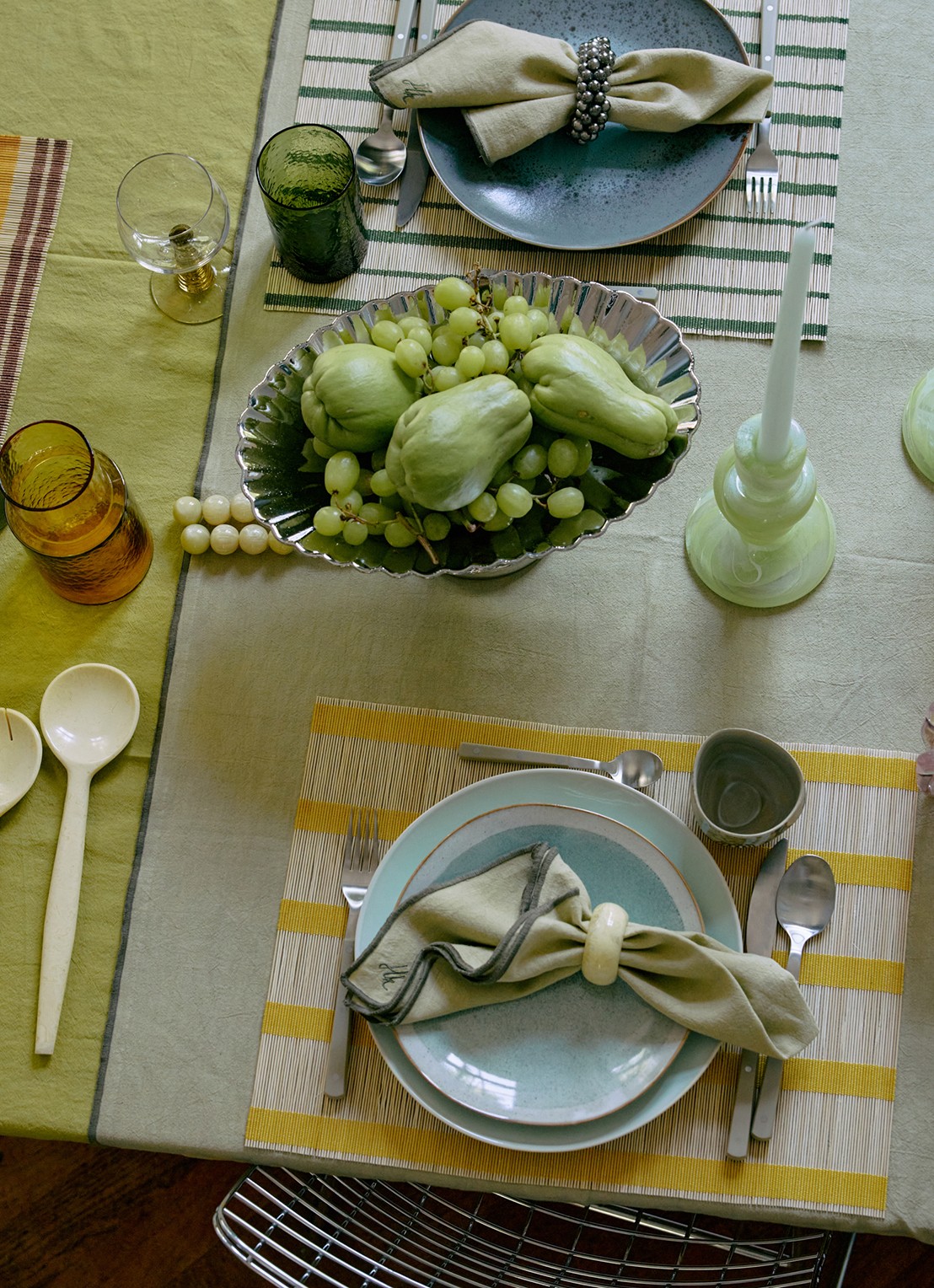 HKliving Placemat 45 x 33 cm - achterkant 2 donkergeel