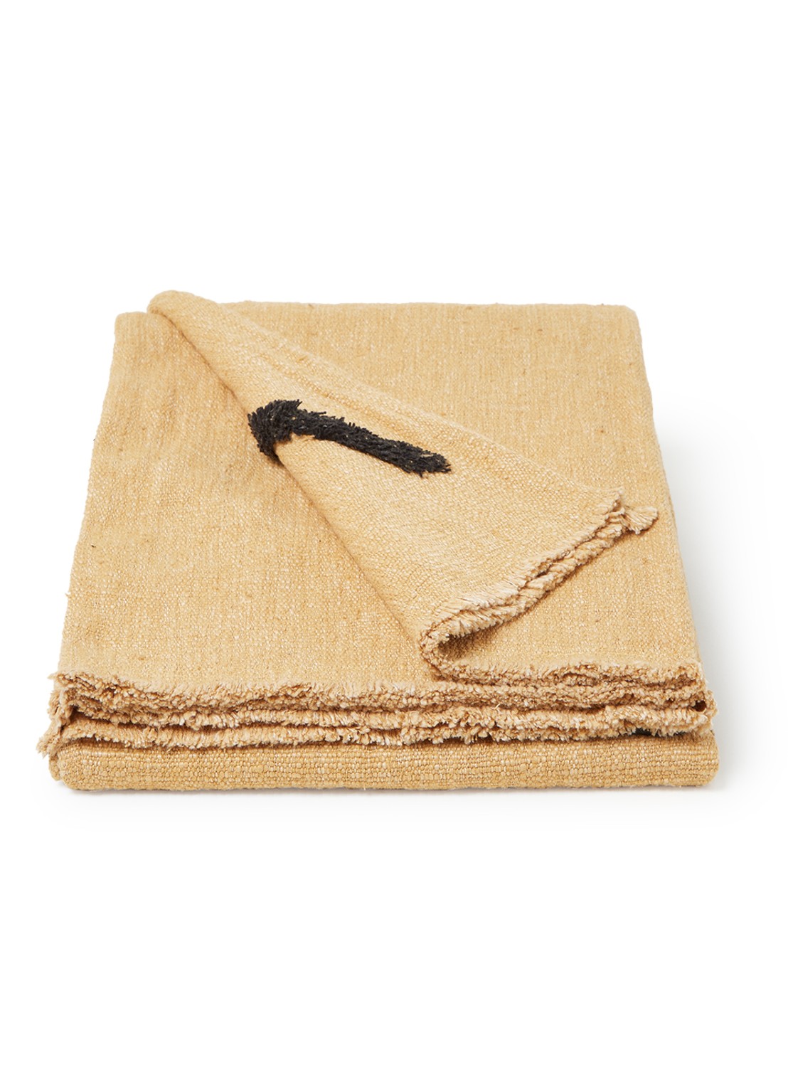 HKliving Plaid in katoenblend 130 x 170 cm - voorkant camel