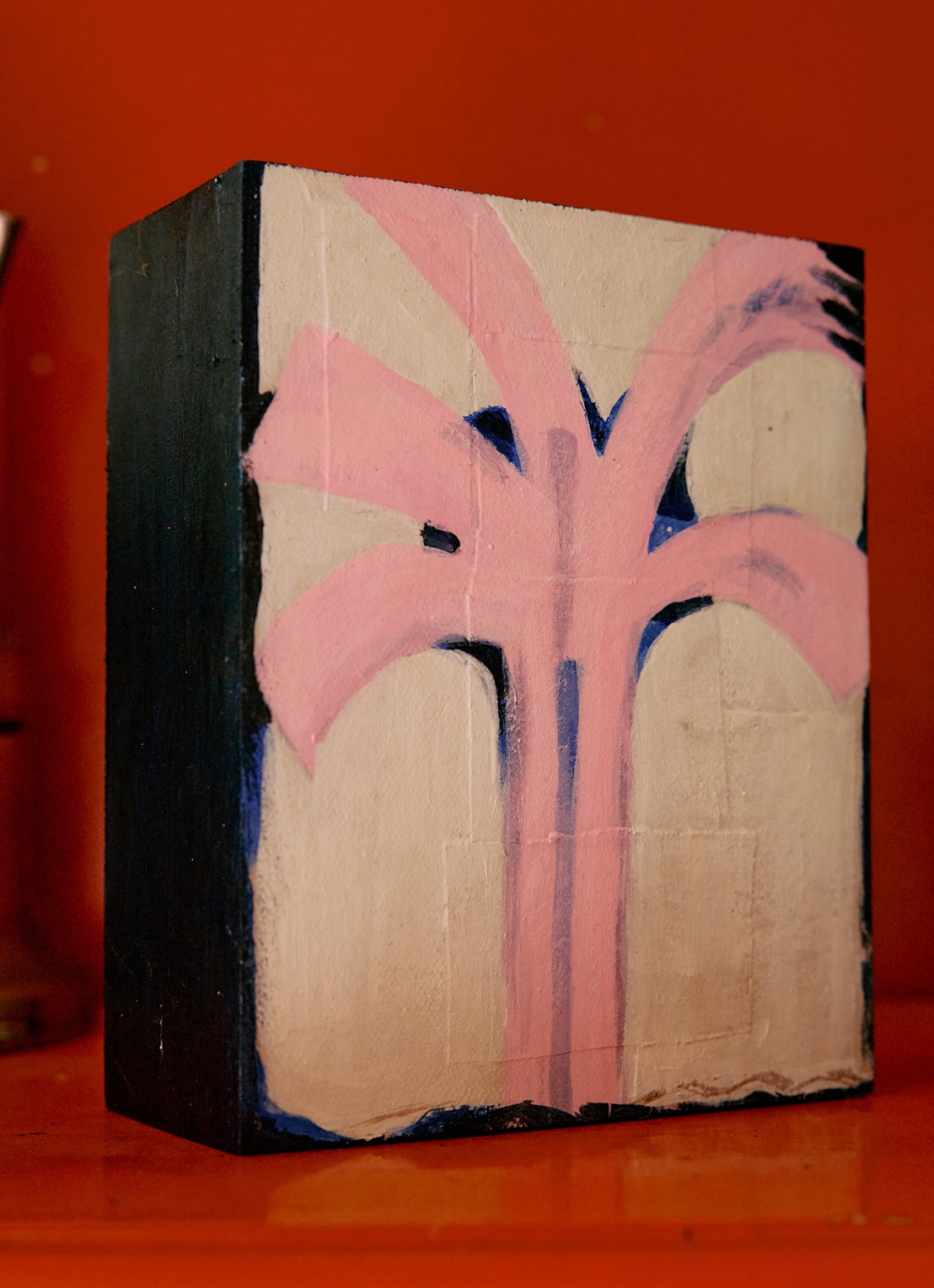 HKliving Pocket Exhibit: Palmlines wandelement 16 x 13 cm - detail roze