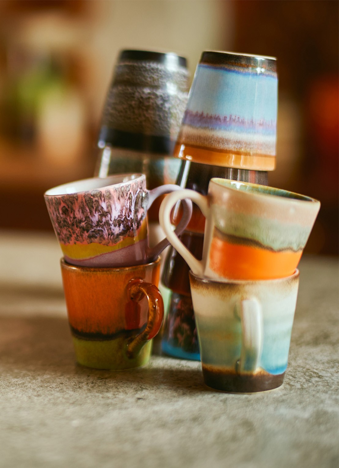 HKliving Retro espressokopje 8 cl set van 4 - detail 3 multicolor