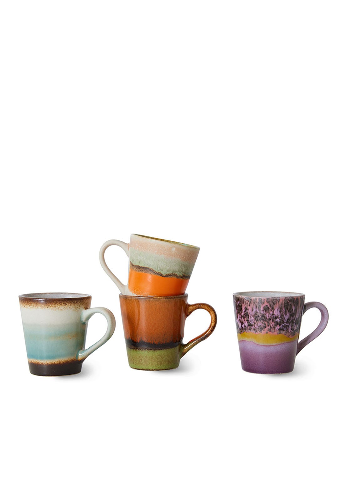 HKliving Retro espressokopje 8 cl set van 4 - voorkant 2 multicolor