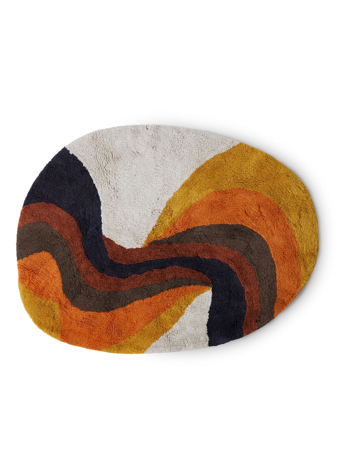 HKliving Retro Swirl badmat 90 x 120 cm - voorkant 3 oranjebruin
