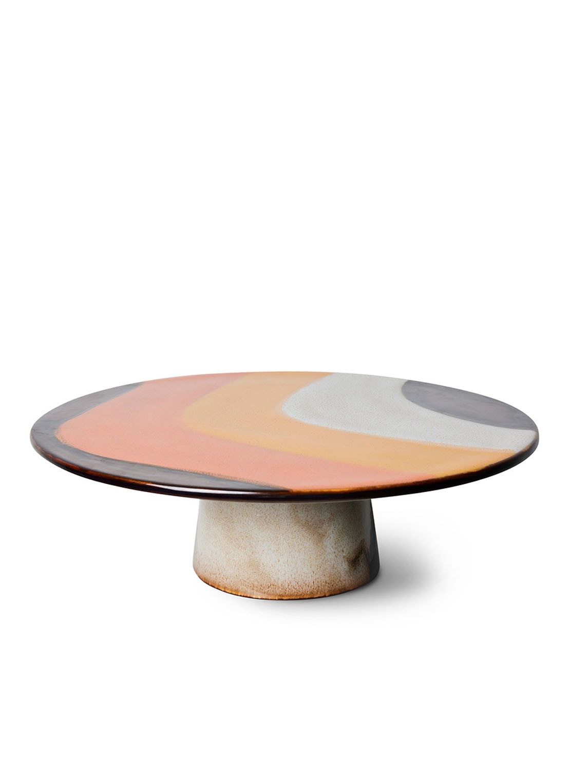 HKliving Retro Wave taartplateau 21 cm - voorkant multicolor
