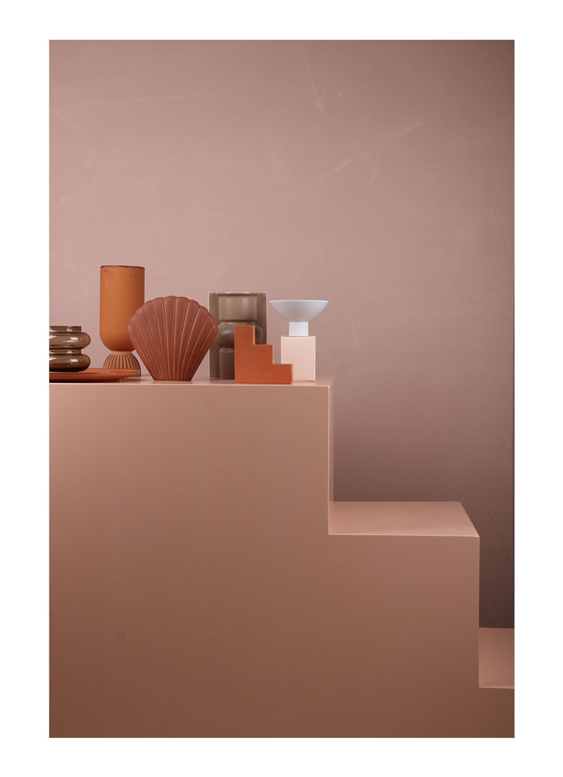 HKliving Ribbed Base vaas 25 cm - detail 3 oranjebruin