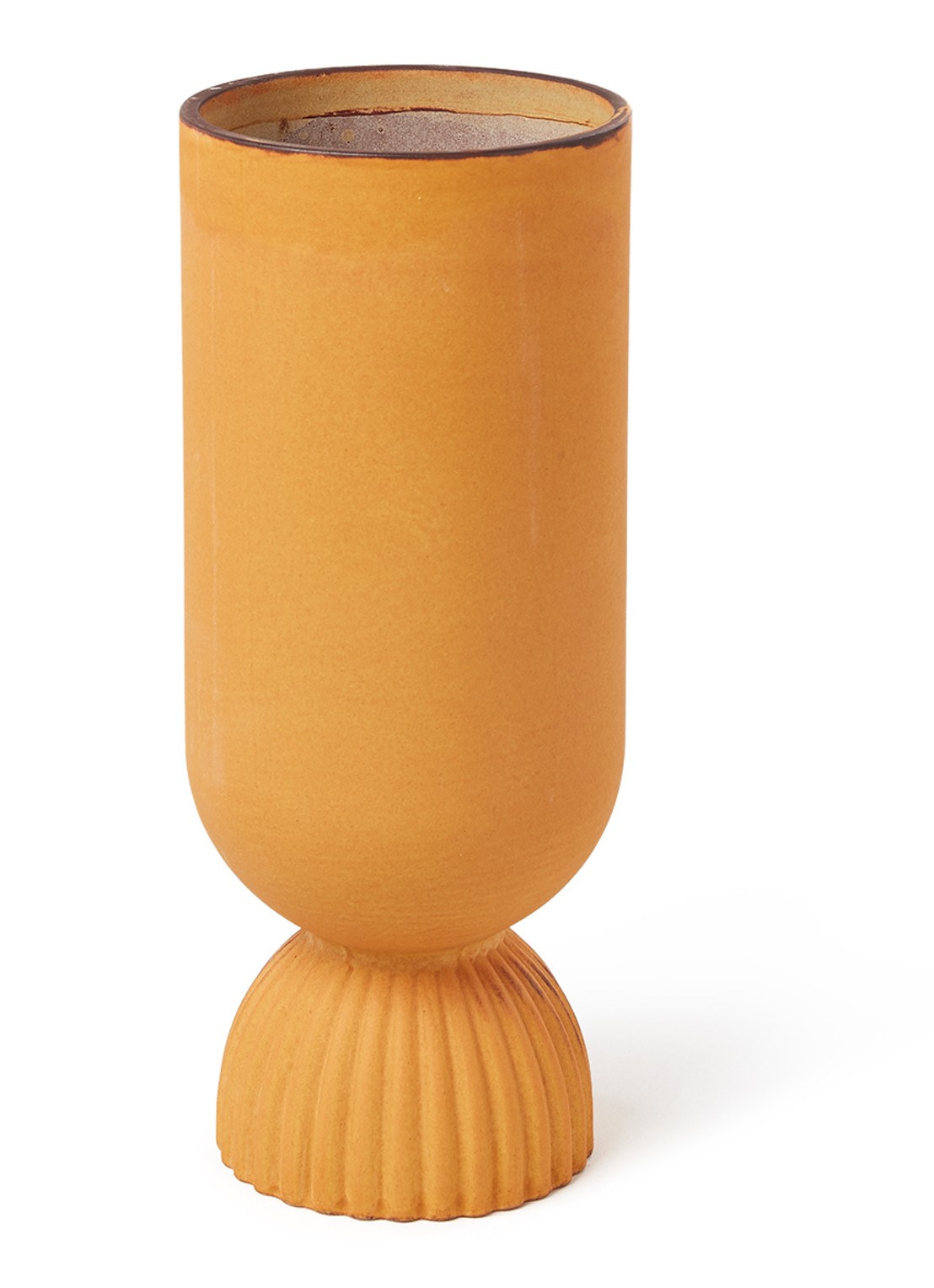 HKliving Ribbed Base vaas 25 cm - voorkant 4 oranjebruin