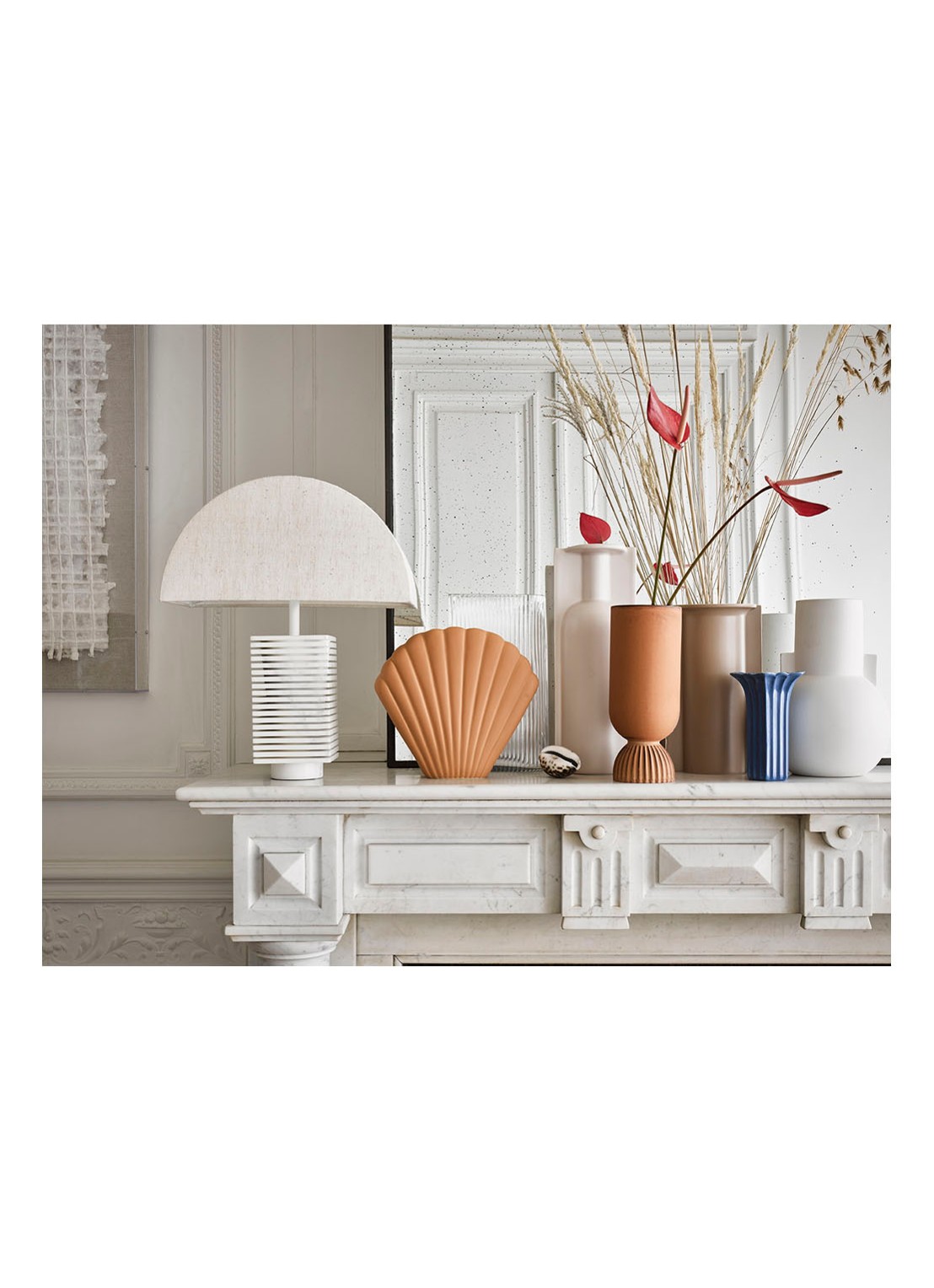 HKliving Ribbed Base vaas 25 cm - voorkant 5 oranjebruin