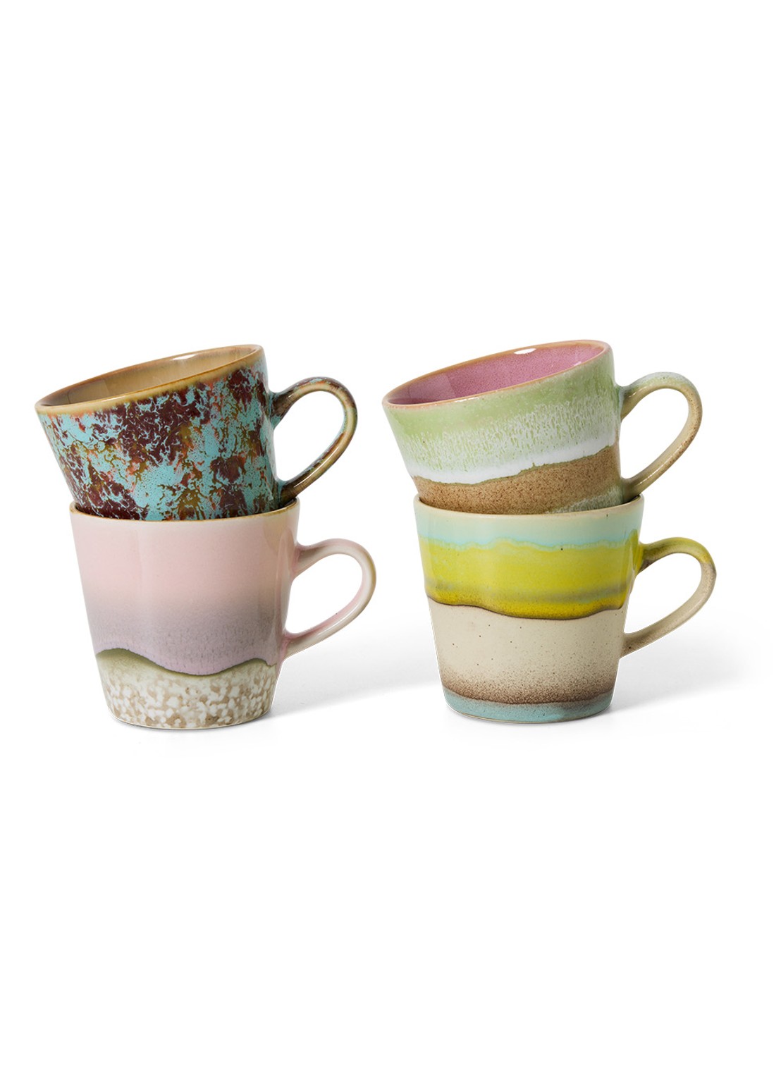 HKliving Rococo americano mok set van 4 - voorkant 2 groen