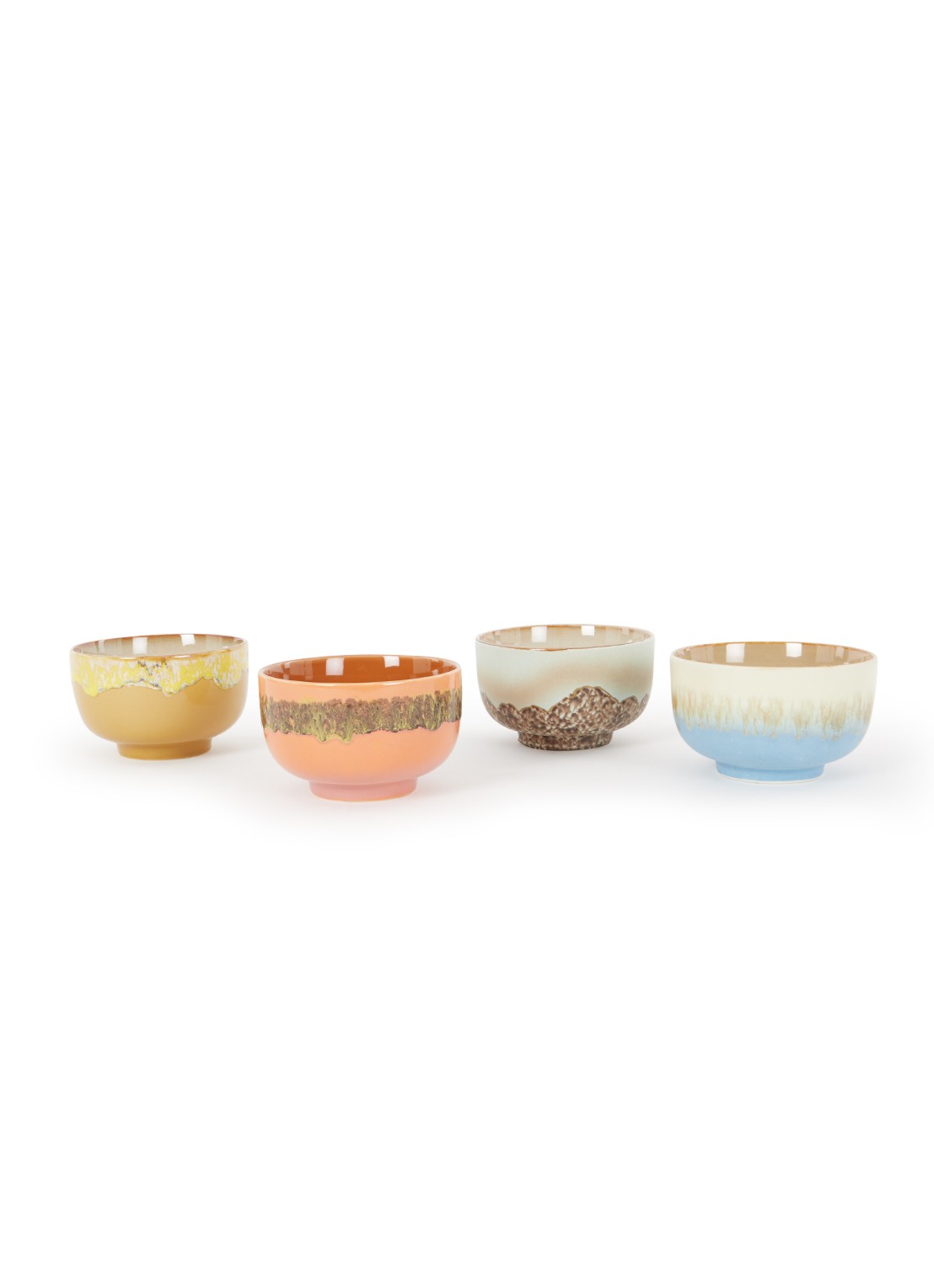 HKliving Seabreeze kom 13,5 cm set van 4 - voorkant multicolor