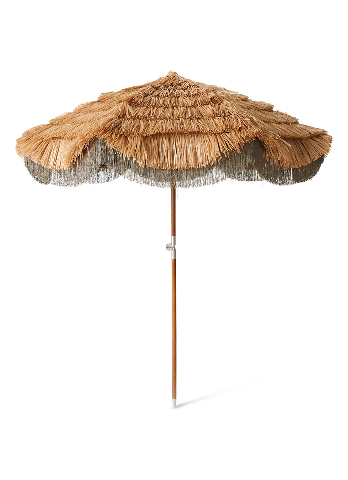 HKliving Serengeti strand parasol met raffia 230 cm - voorkant 4 lichtbruin