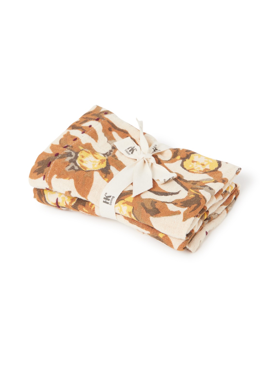 HKliving Servetten 30 x 30 cm set van 2 - voorkant 2 bruin